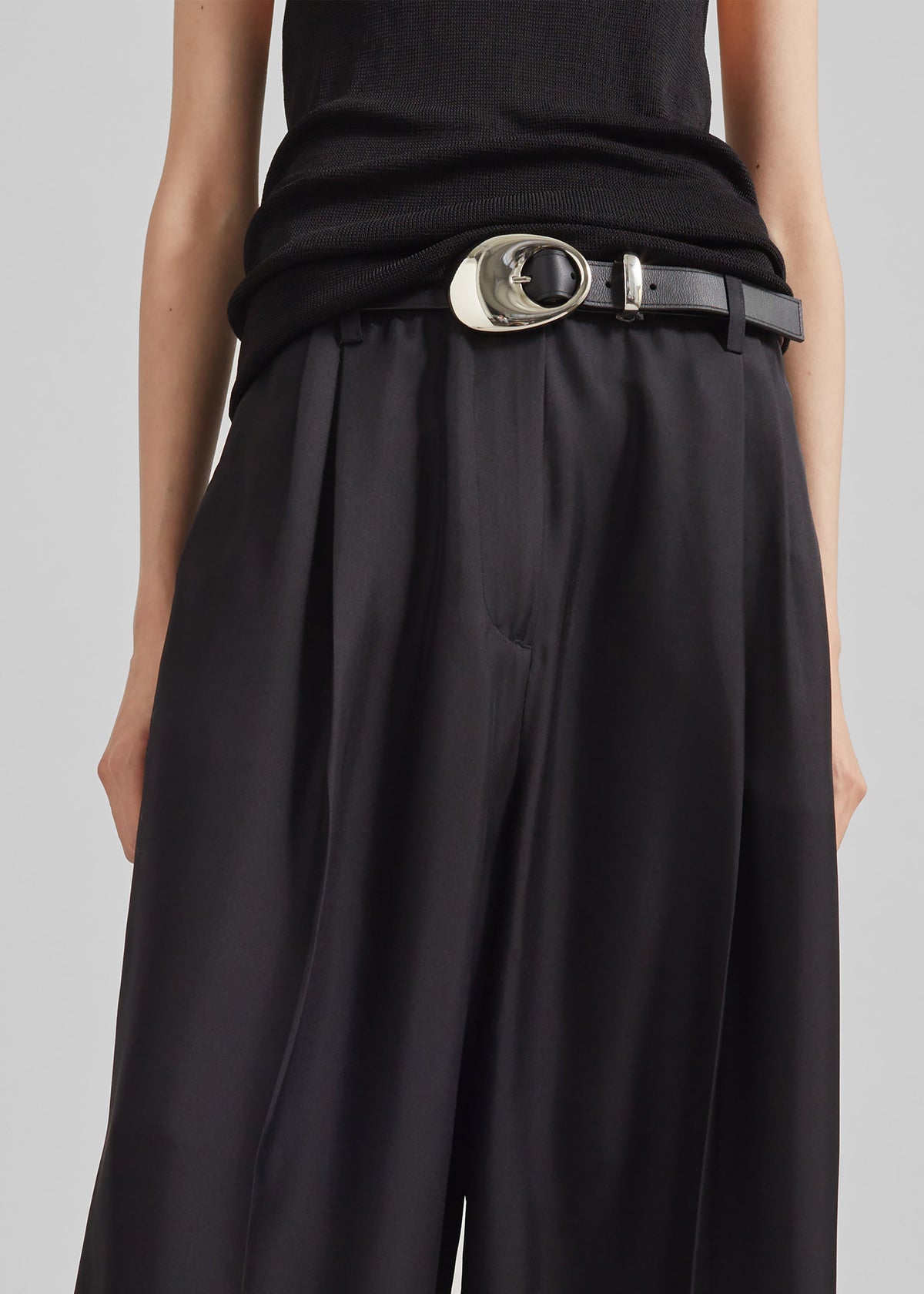 Marfa Pleated Silk Trousers - Black - 3