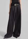 Marfa Pleated Silk Trousers - Black