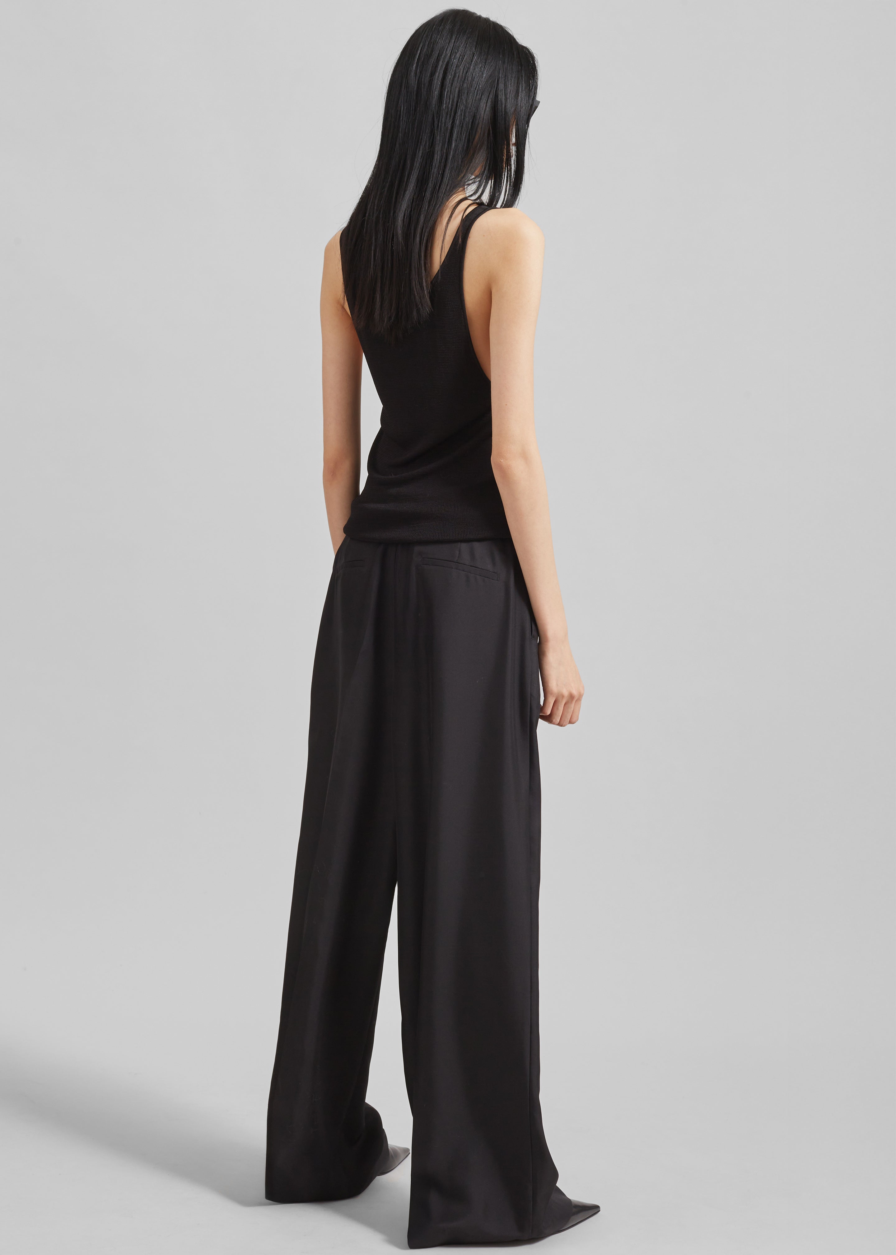 Marfa Pleated Silk Trousers - Black - 5