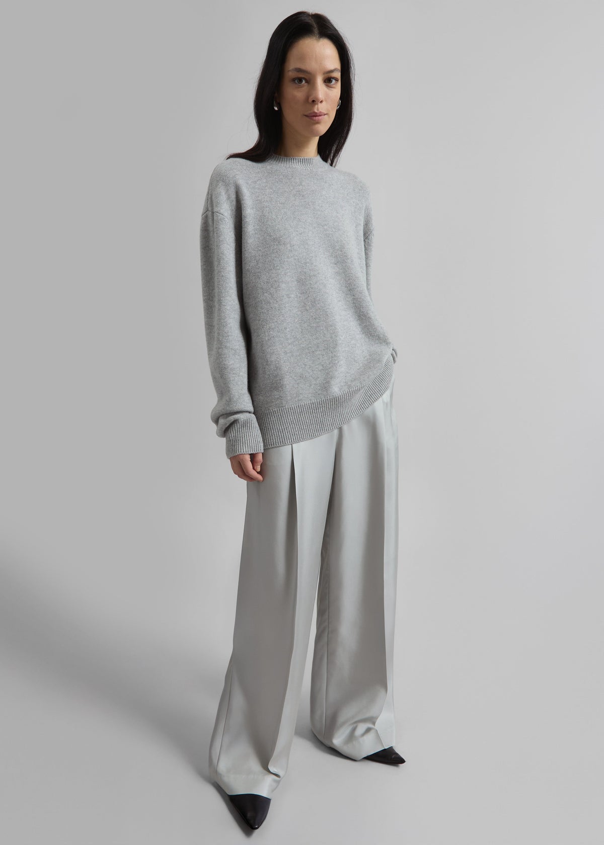 Marfa Pleated Silk Trousers - Grey - 4