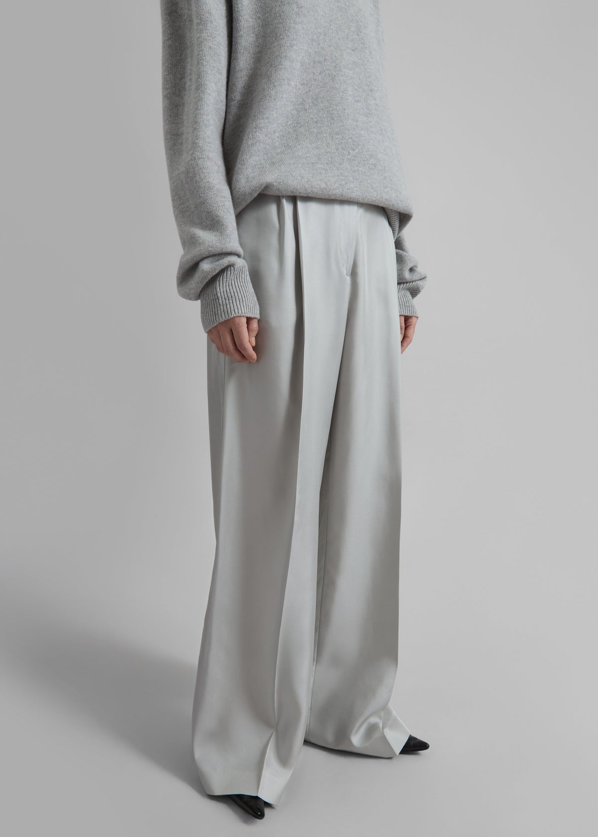 Marfa Pleated Silk Trousers - Grey - 7