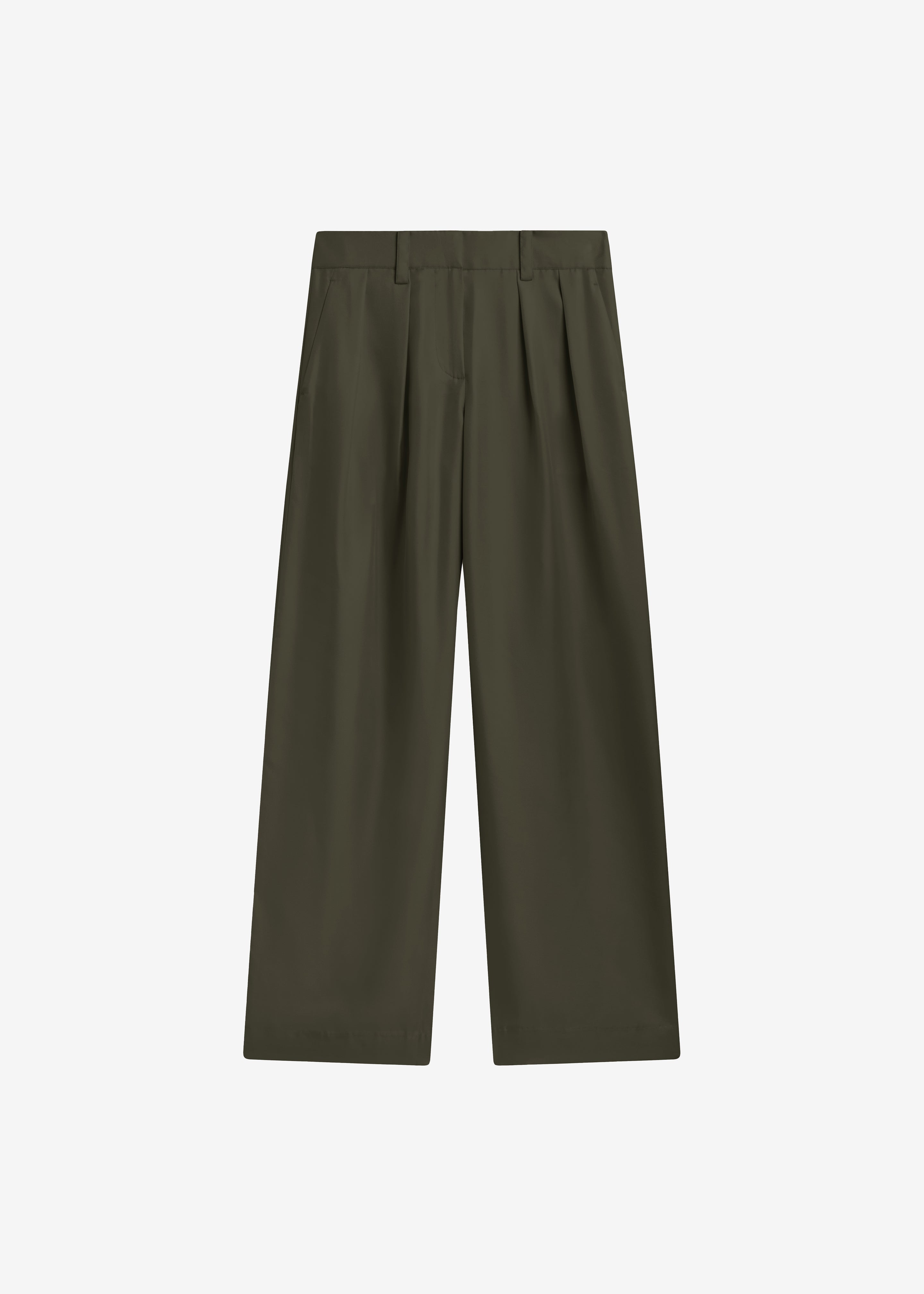 Marfa Pleated Silk Trousers - Khaki - 8