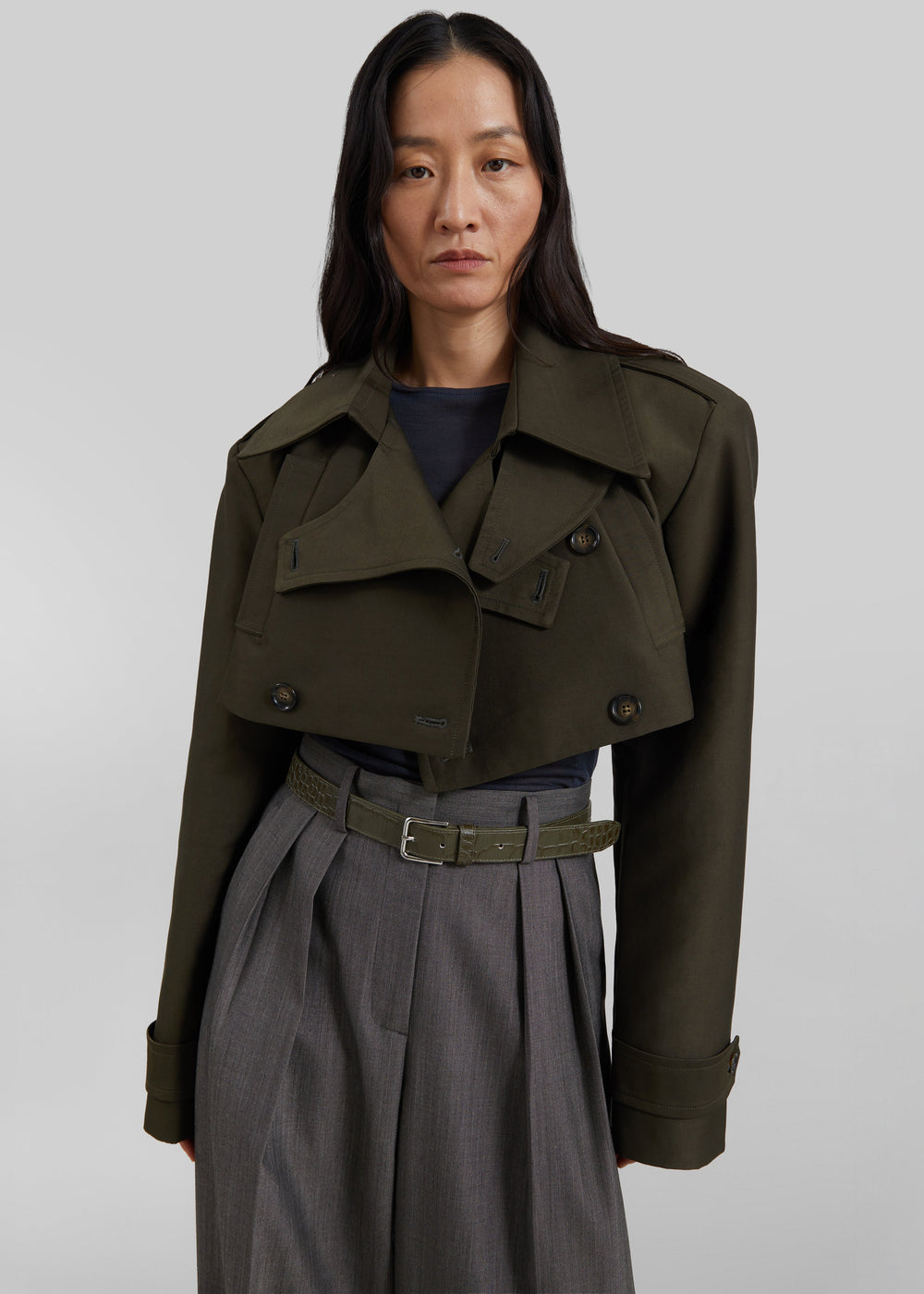 Trench court Margy - Olive foncé