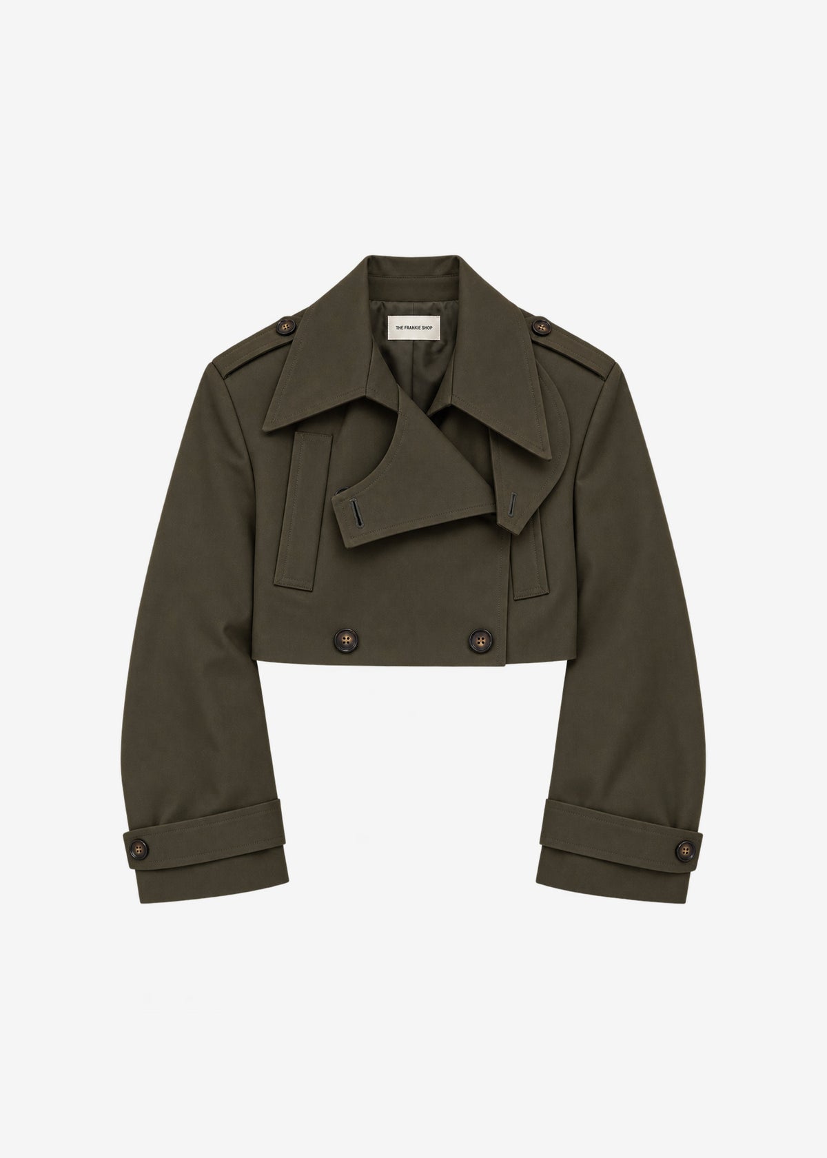 Margy Cropped Trench Coat - Dark Olive