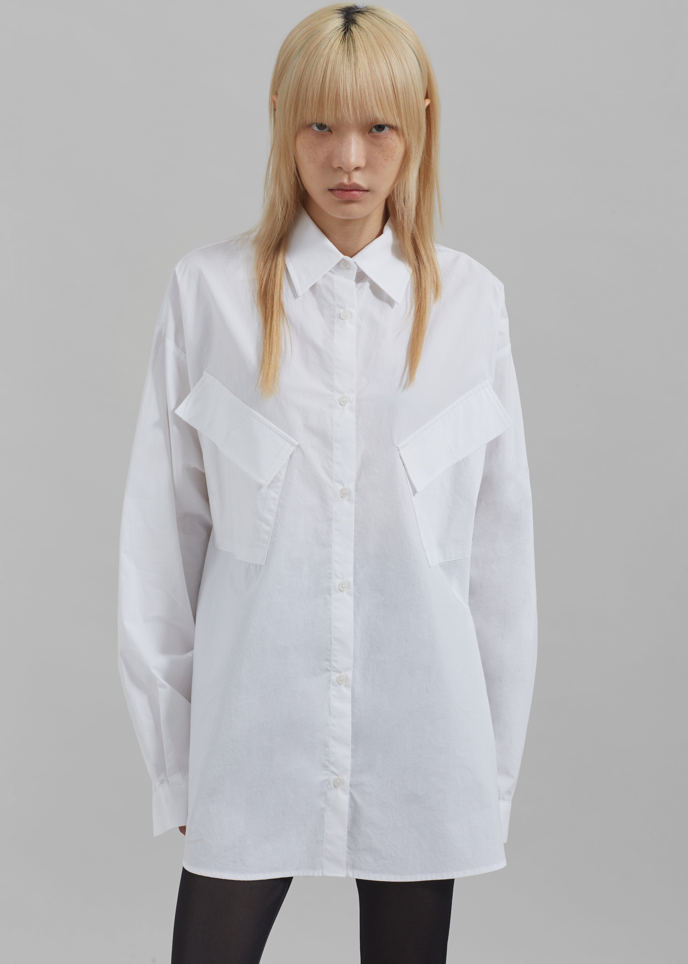 Marin Button Up Utility Shirt - White - 4