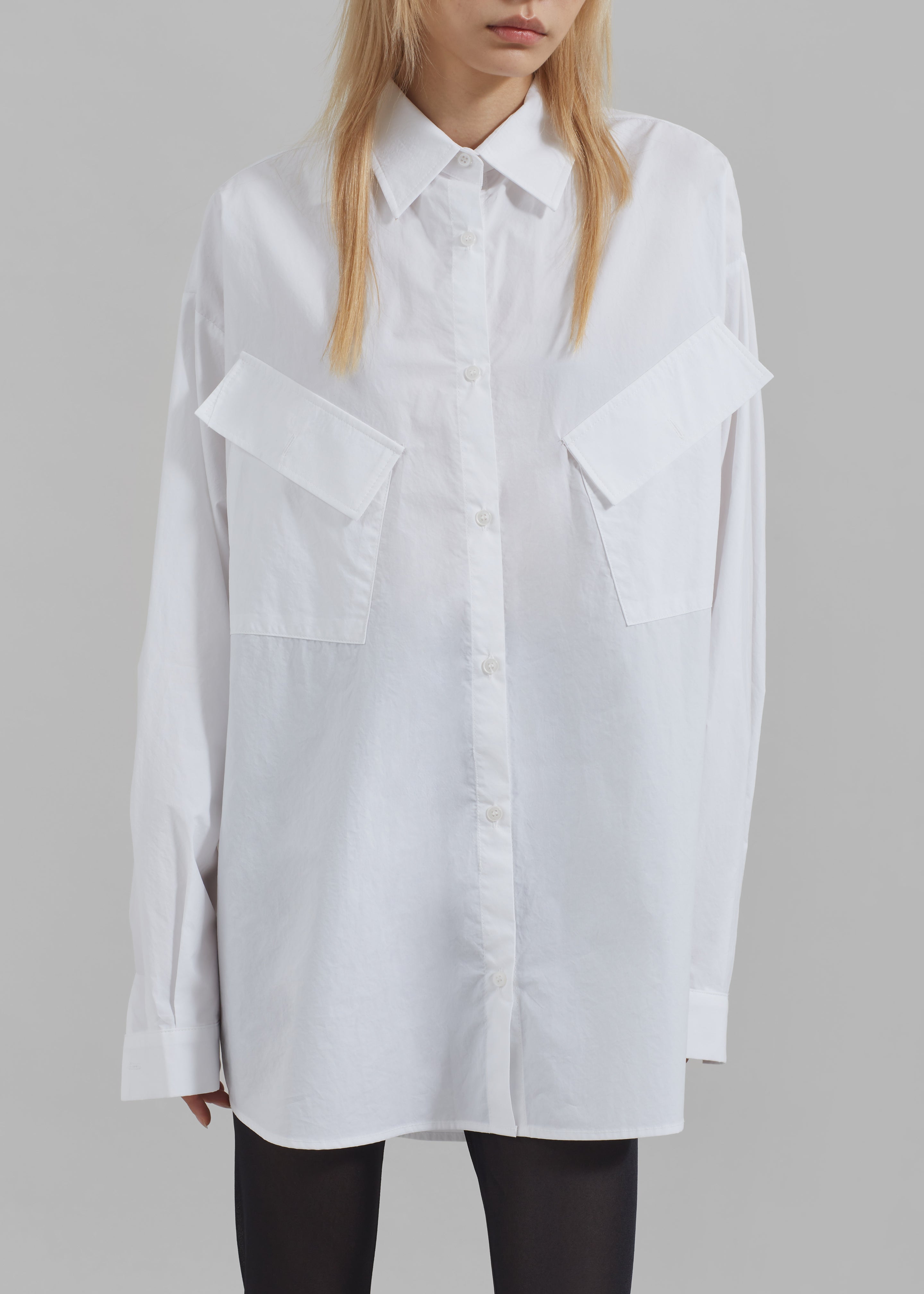 Marin Button Up Utility Shirt - White - 5