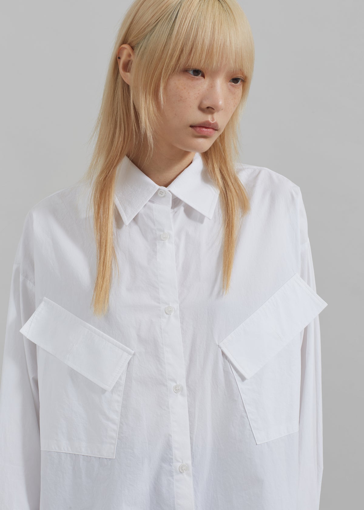 Marin Button Up Utility Shirt - White - 2