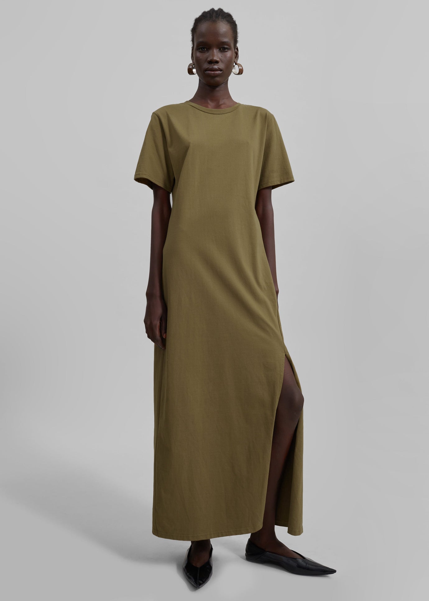 Marina Maxi Slit Dress - Khaki - 1