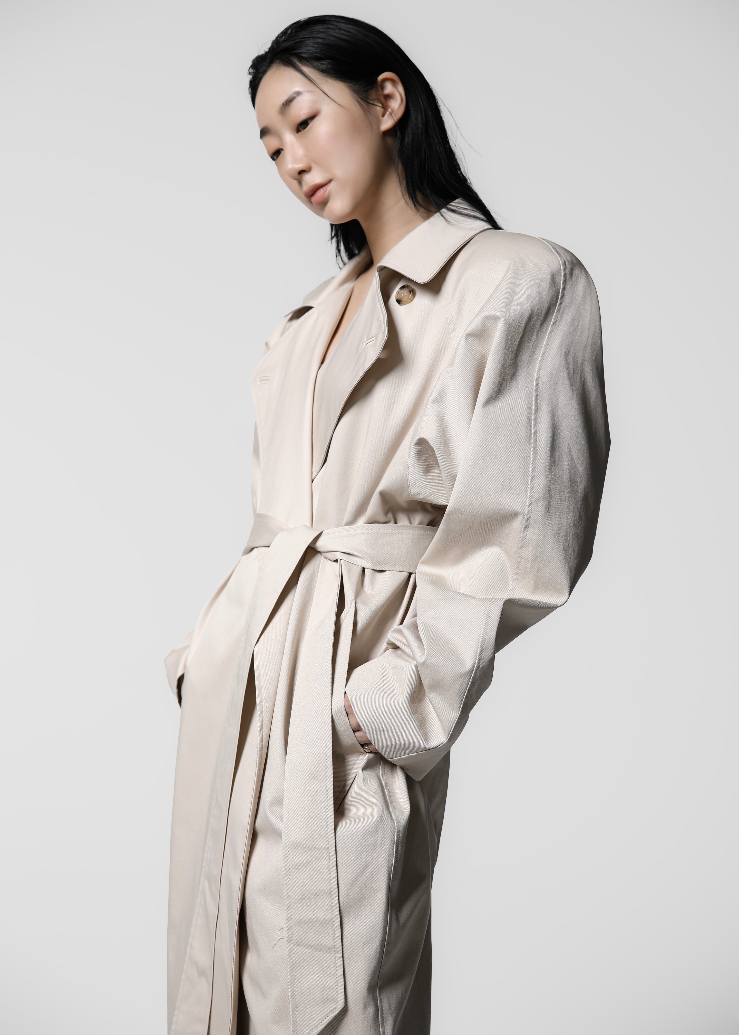 Marisol Box Shoulder Trench - Bone - 7