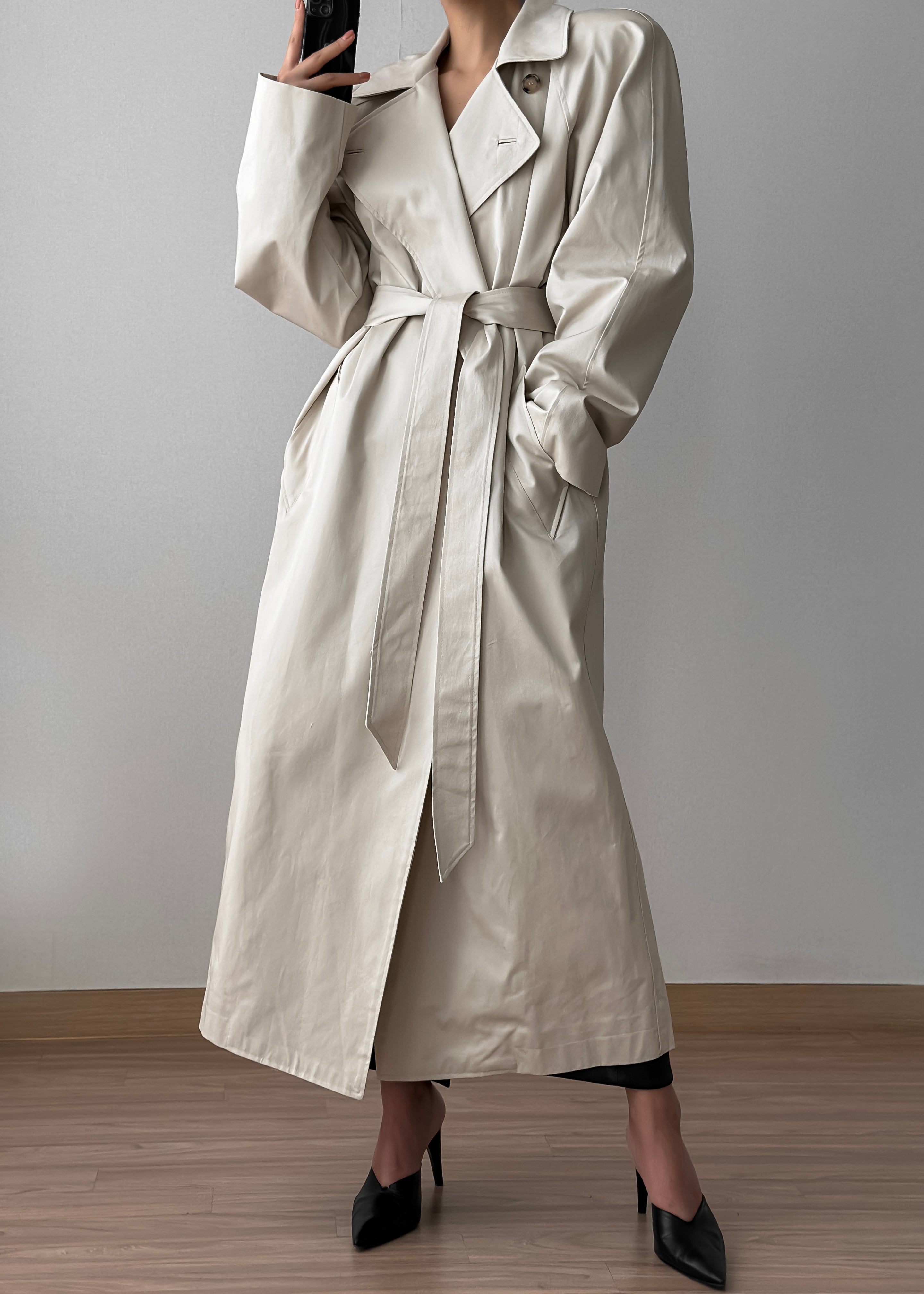 Marisol Box Shoulder Trench - Bone - 9