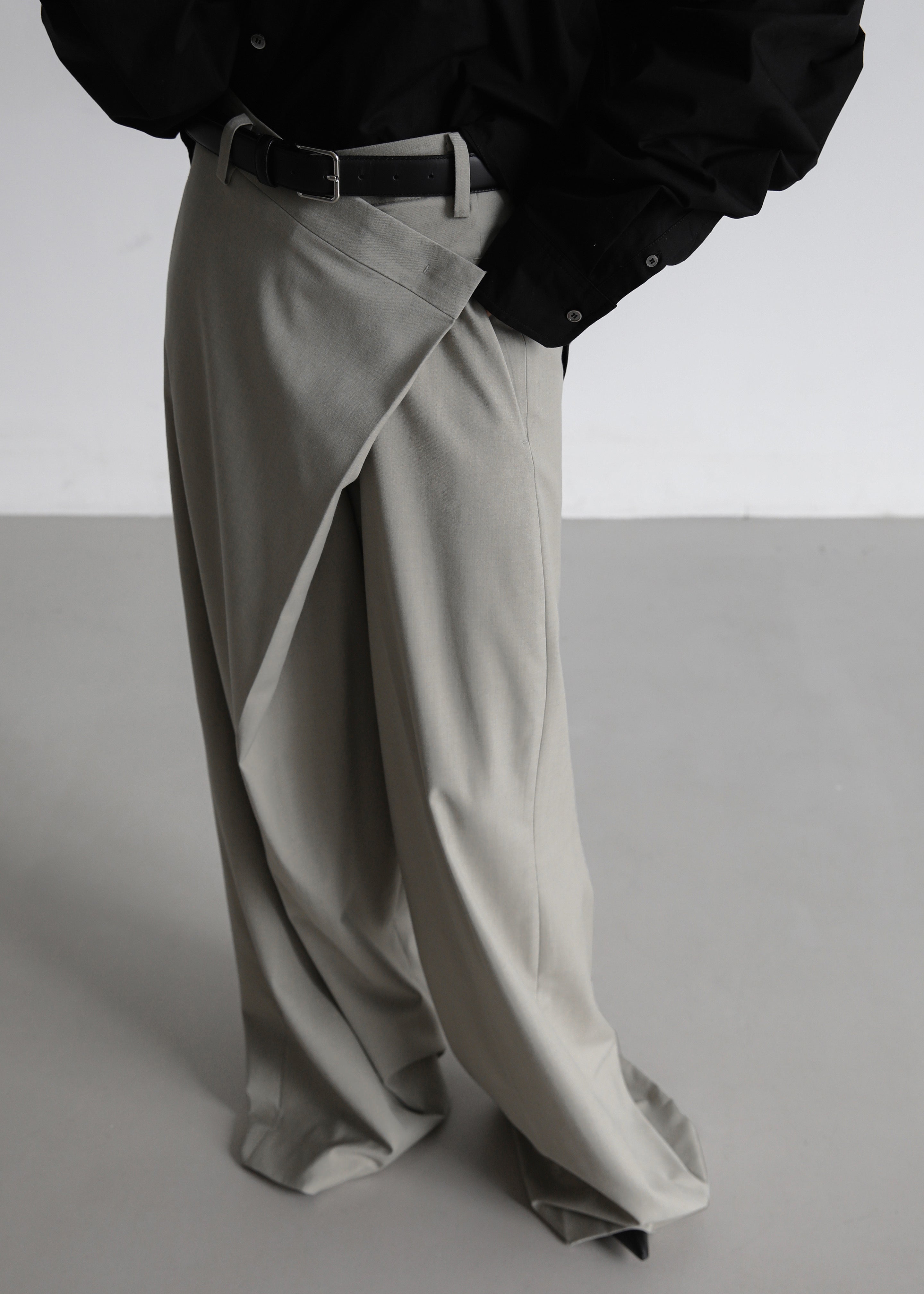 Marjorie Asymmetrical Trousers - Beige - 3