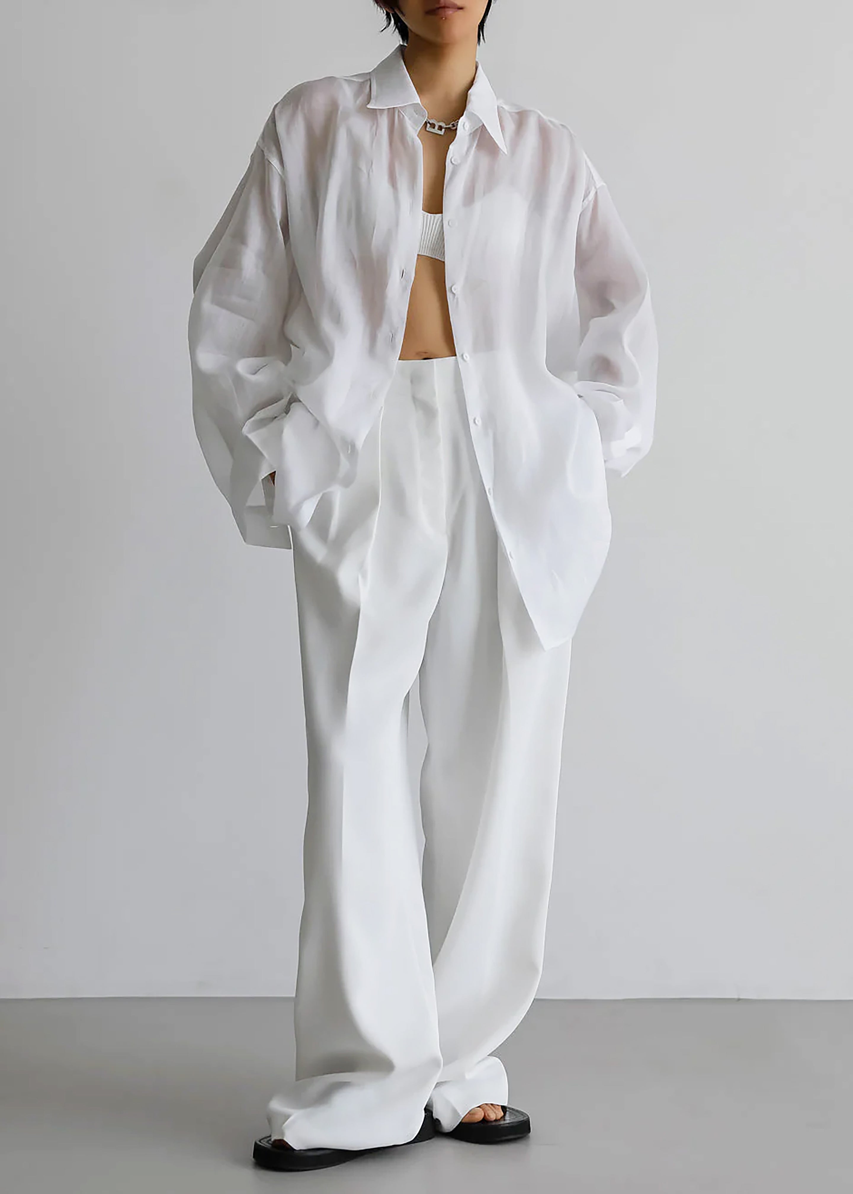 Marlow Oversized Linen Shirt - White - 7