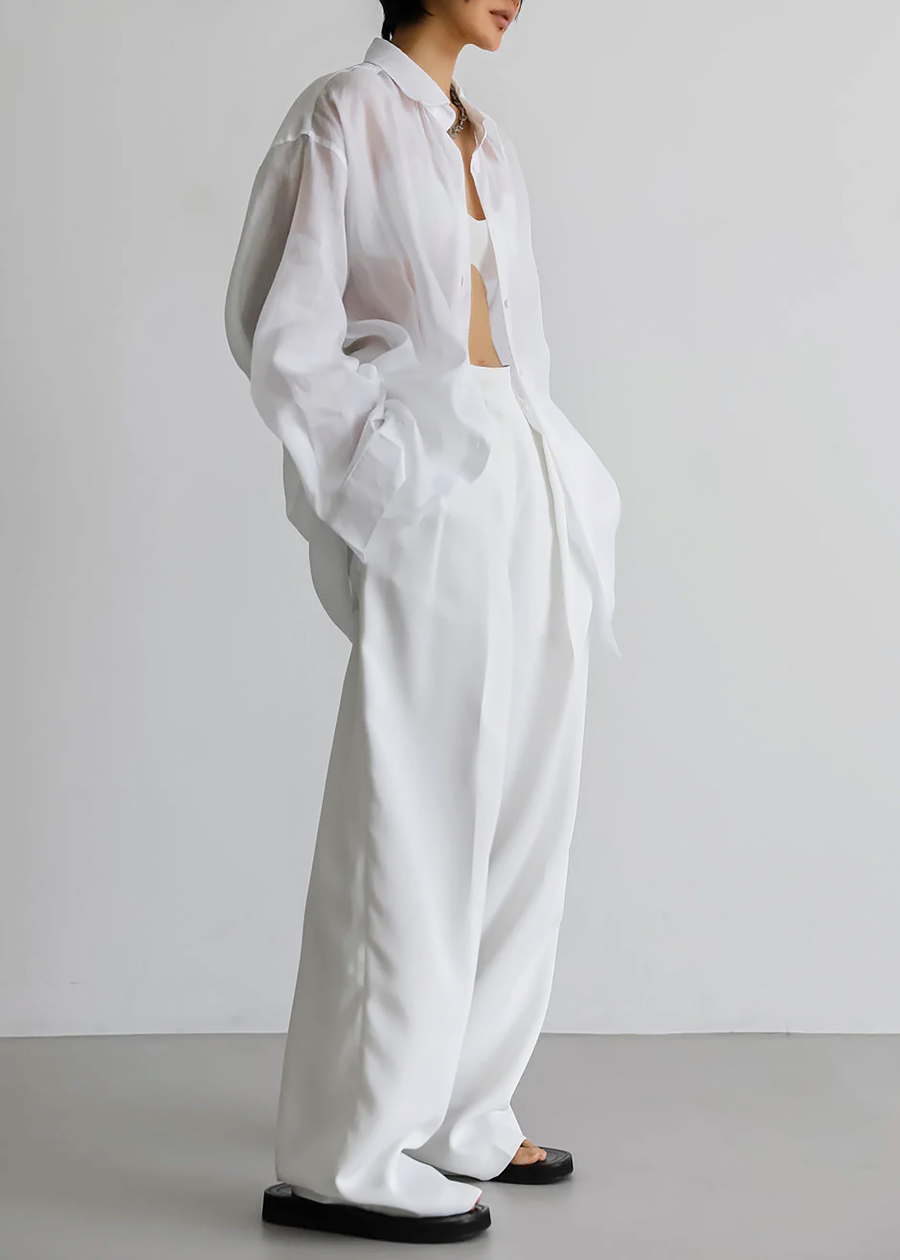 Marlow Oversized Linen Shirt - White - 2