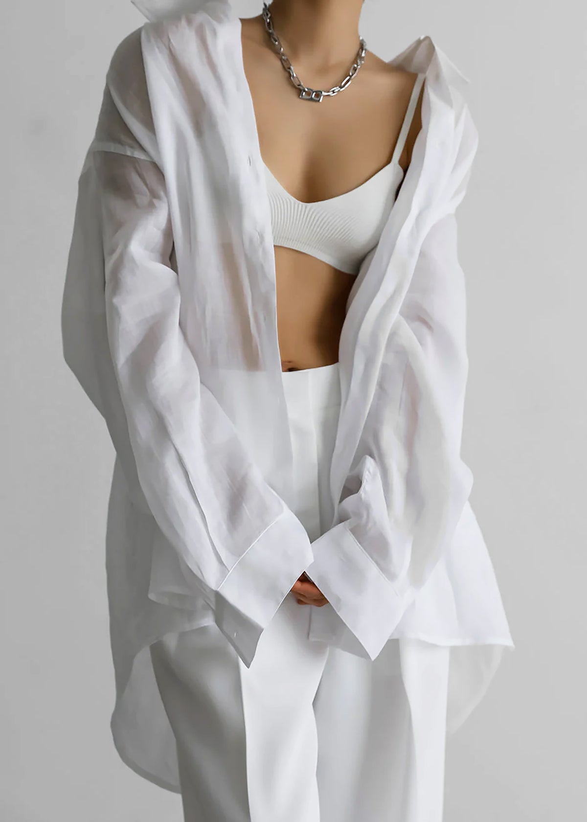 Marlow Oversized Linen Shirt - White - 5