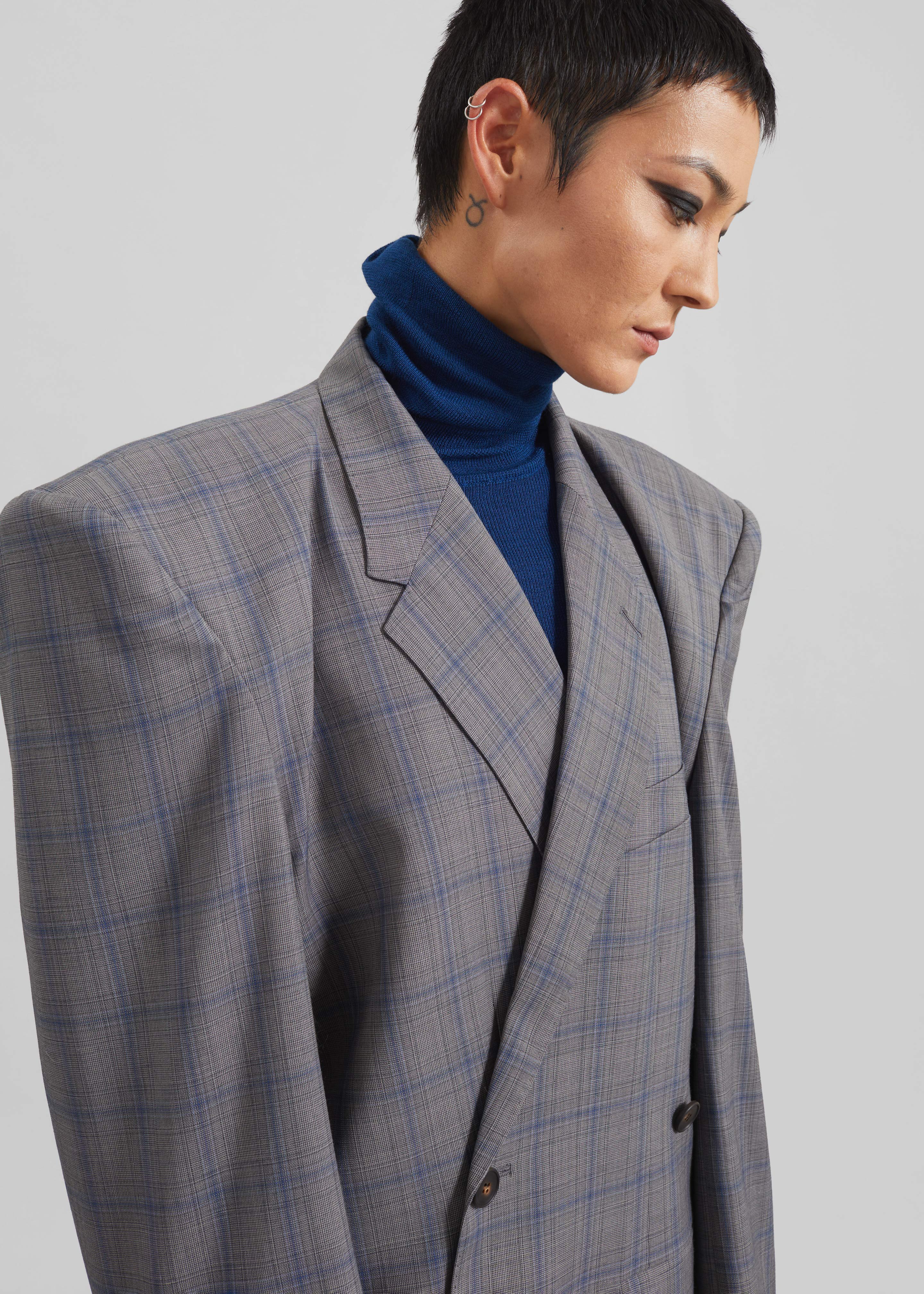 Marnay Padded Blazer - Grey Plaid - 2