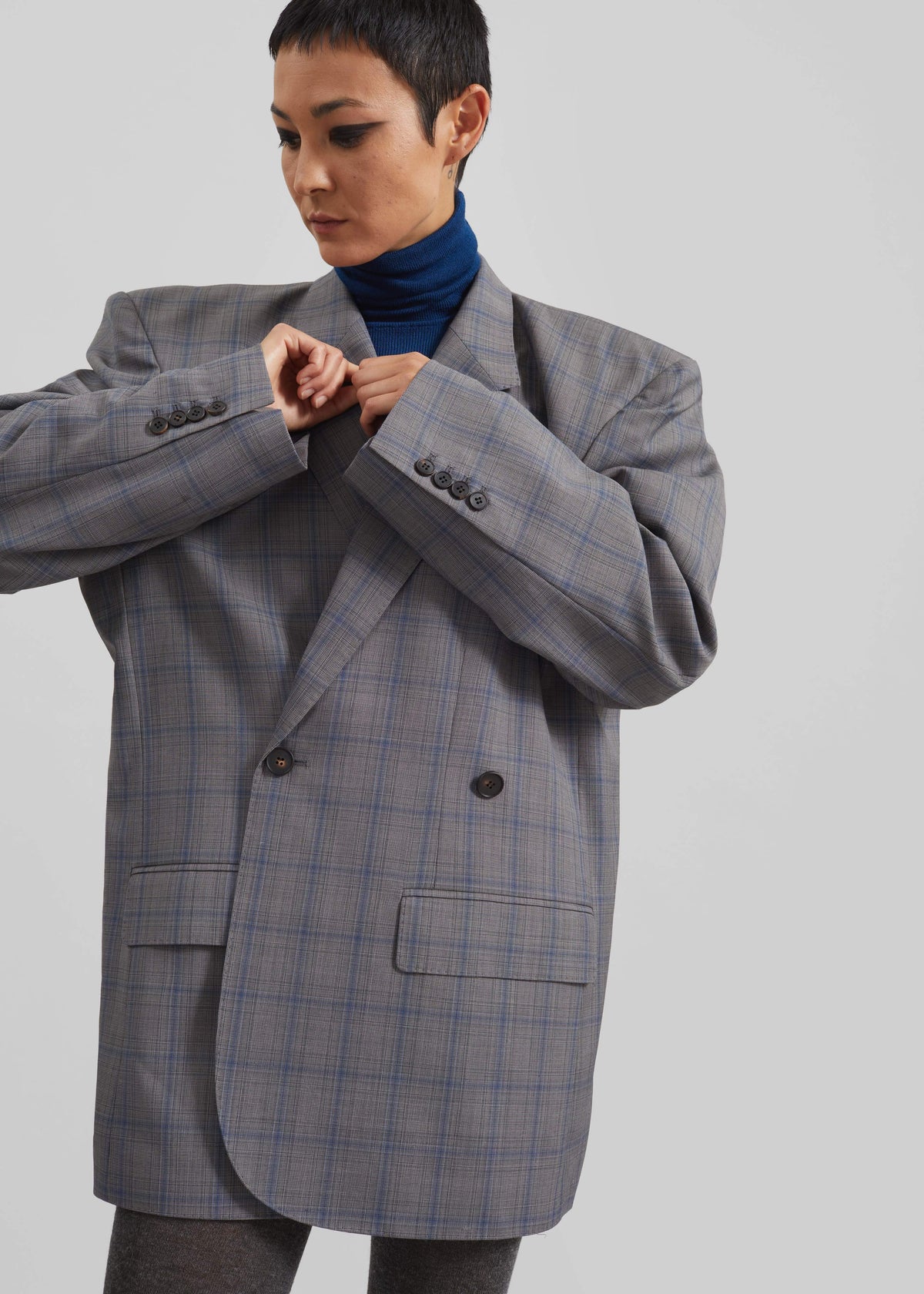Marnay Padded Blazer - Grey Plaid - 4
