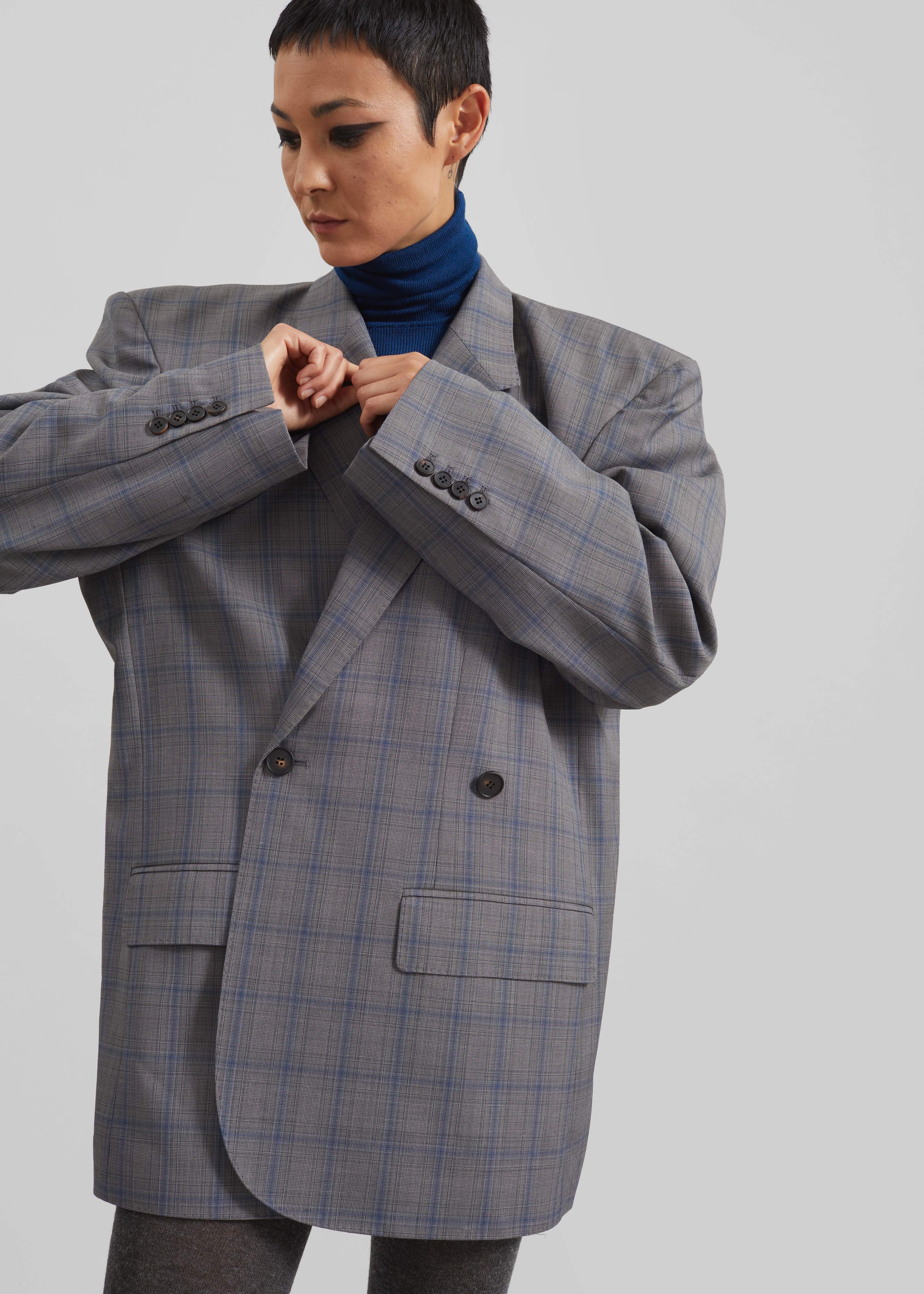 Marnay Padded Blazer - Grey Plaid - 4