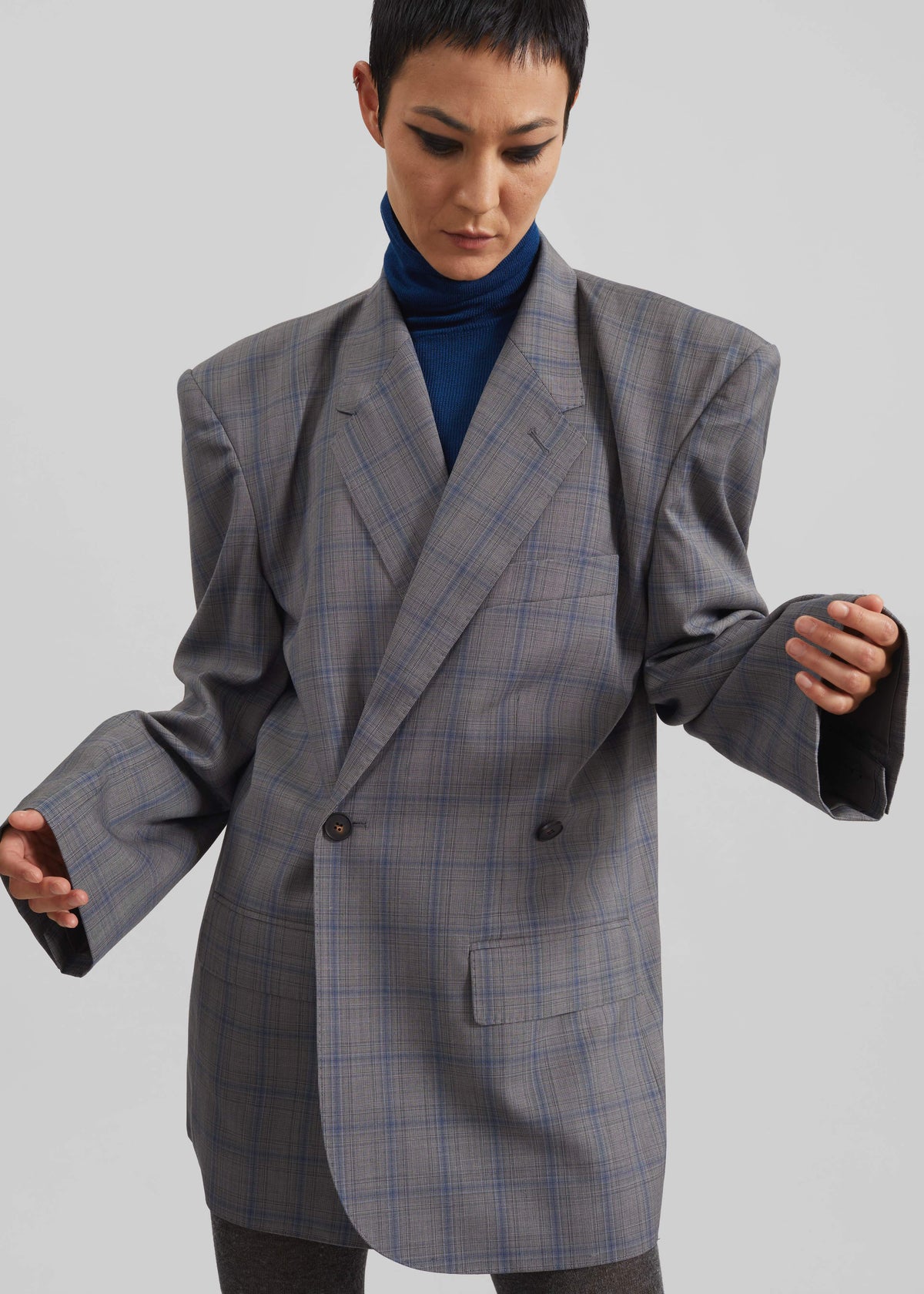 Marnay Padded Blazer - Grey Plaid - 1