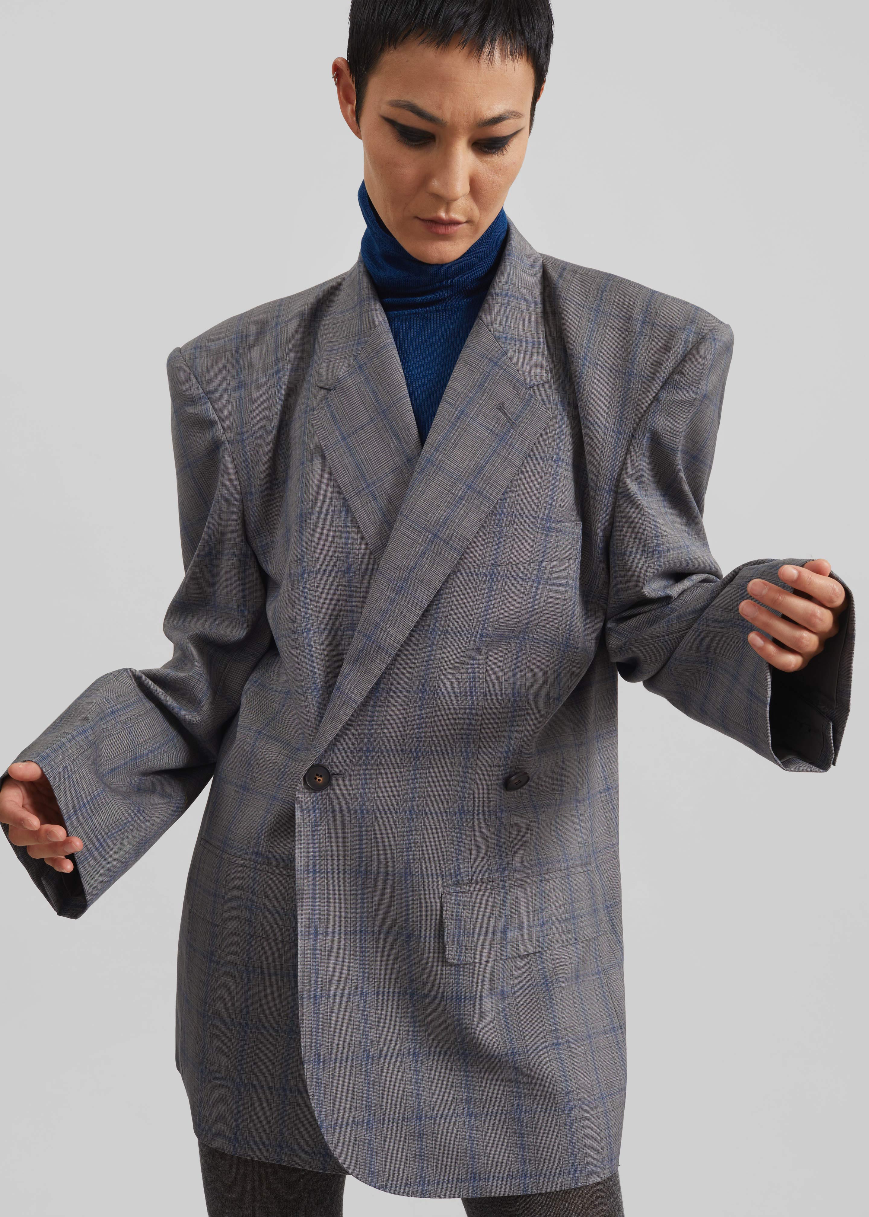 Marnay Padded Blazer - Grey Plaid - 1
