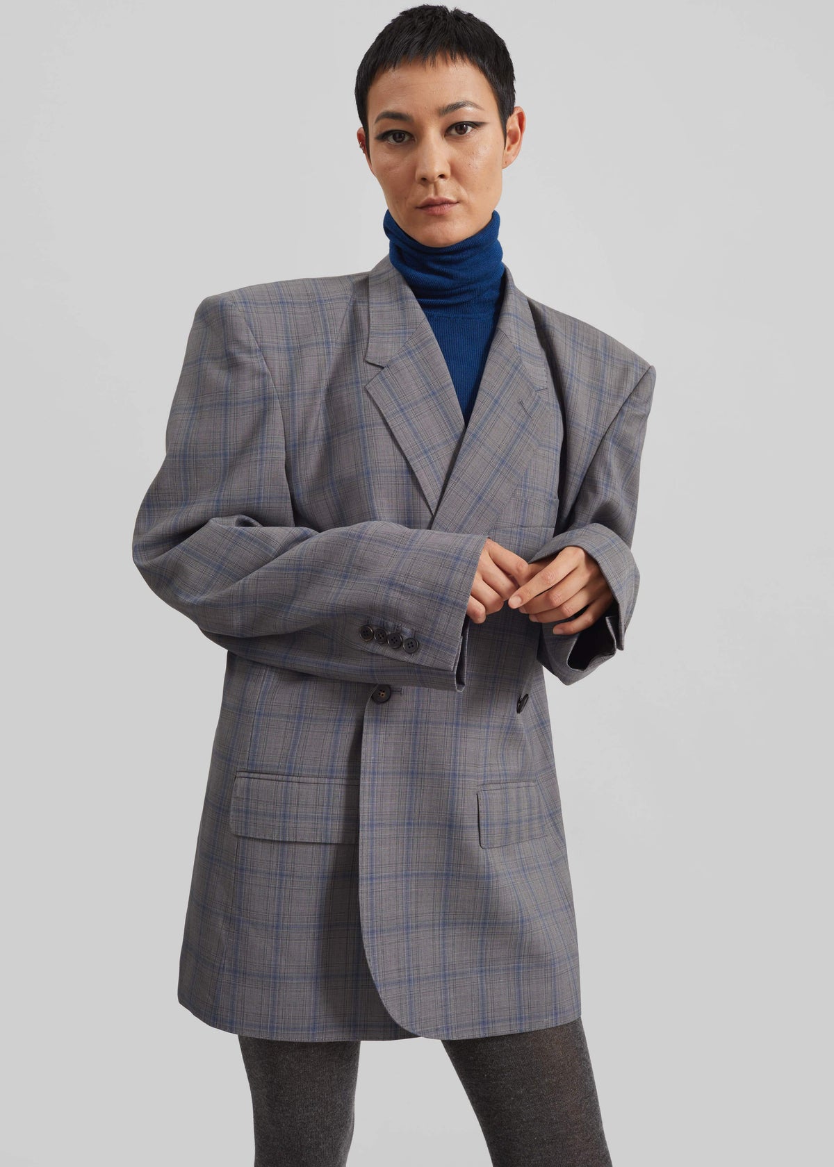 Marnay Padded Blazer - Grey Plaid - 6