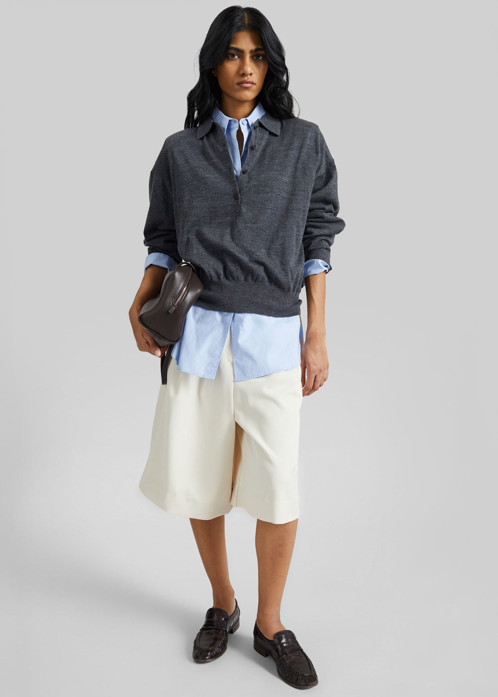 Martel Pleated Bermuda Shorts - Cream - 1