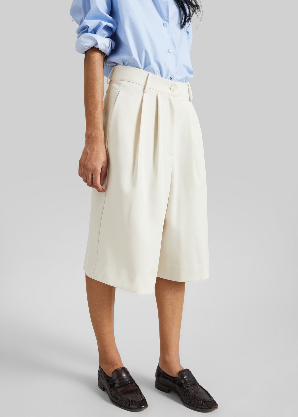Martel Pleated Bermuda Shorts - Cream - 1