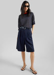 Martel Pleated Bermuda Shorts - Navy