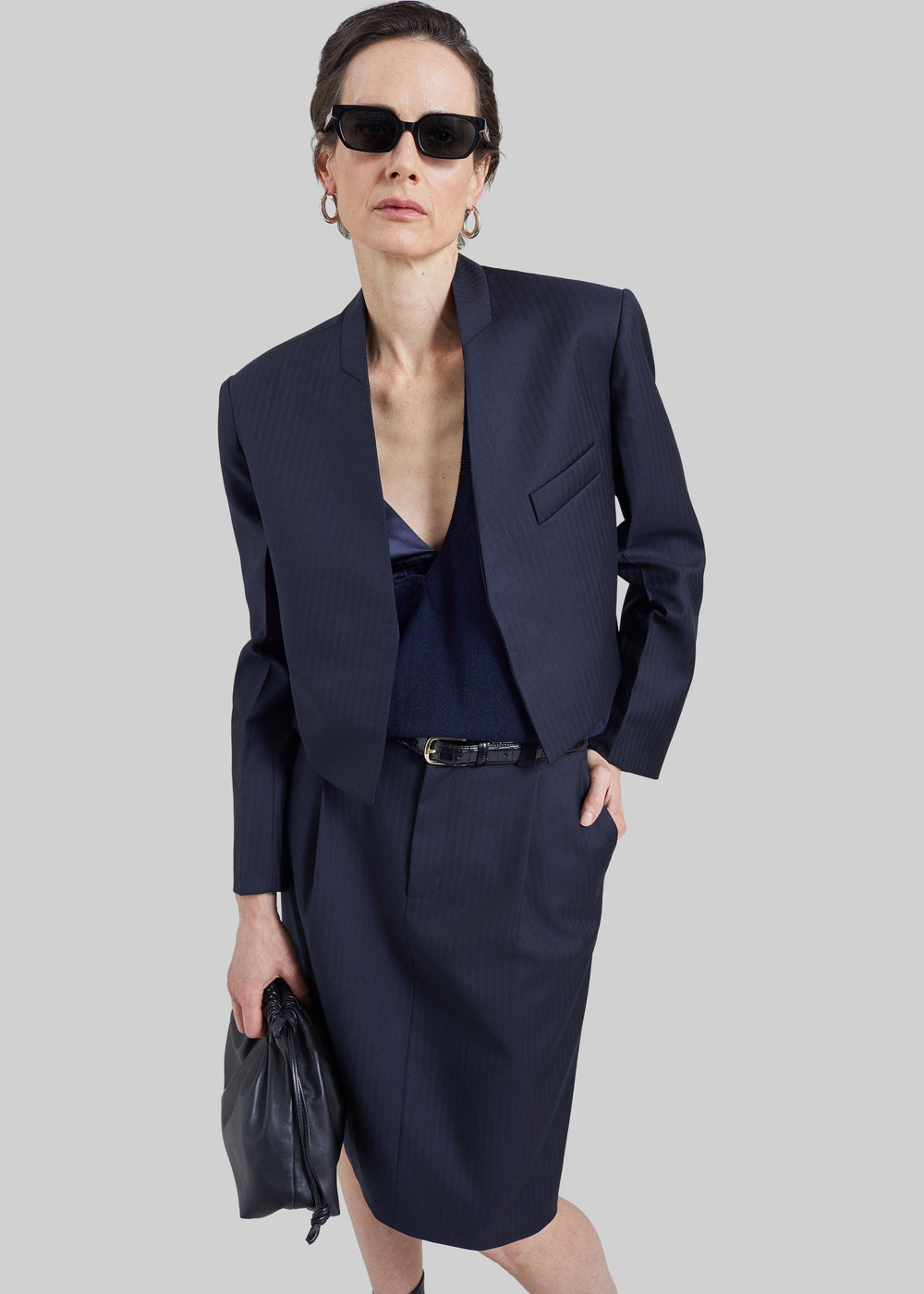Martella Chevron Blazer - Dark Navy - 1