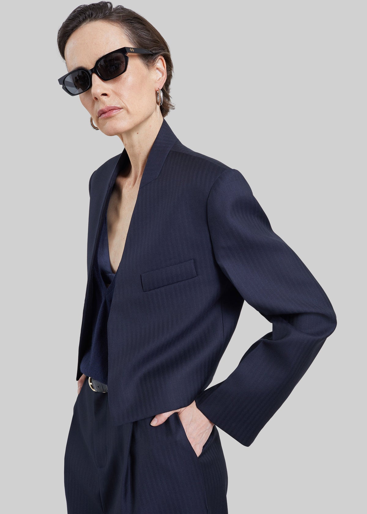 Blazer Martella in chevron - Blu navy scuro