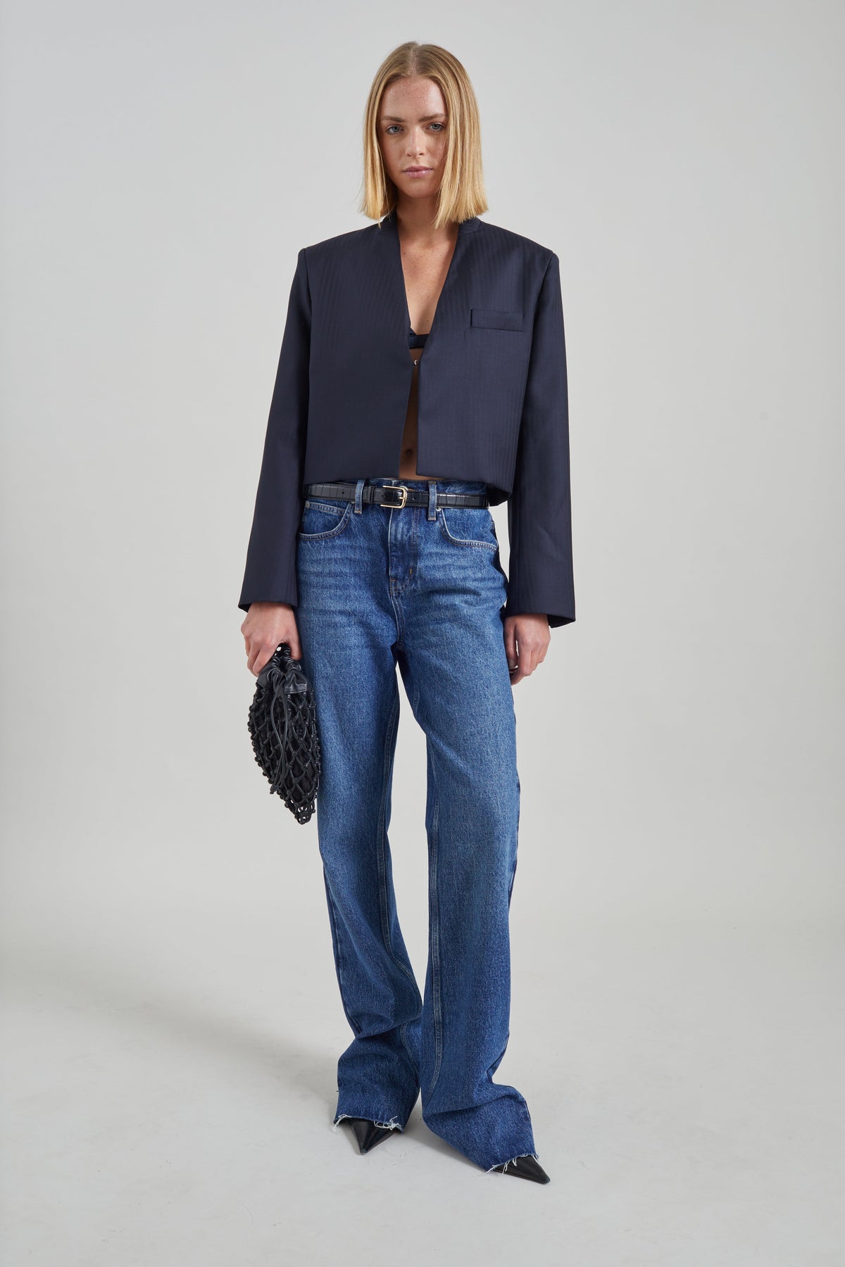 Blazer Martella in chevron - Blu navy scuro