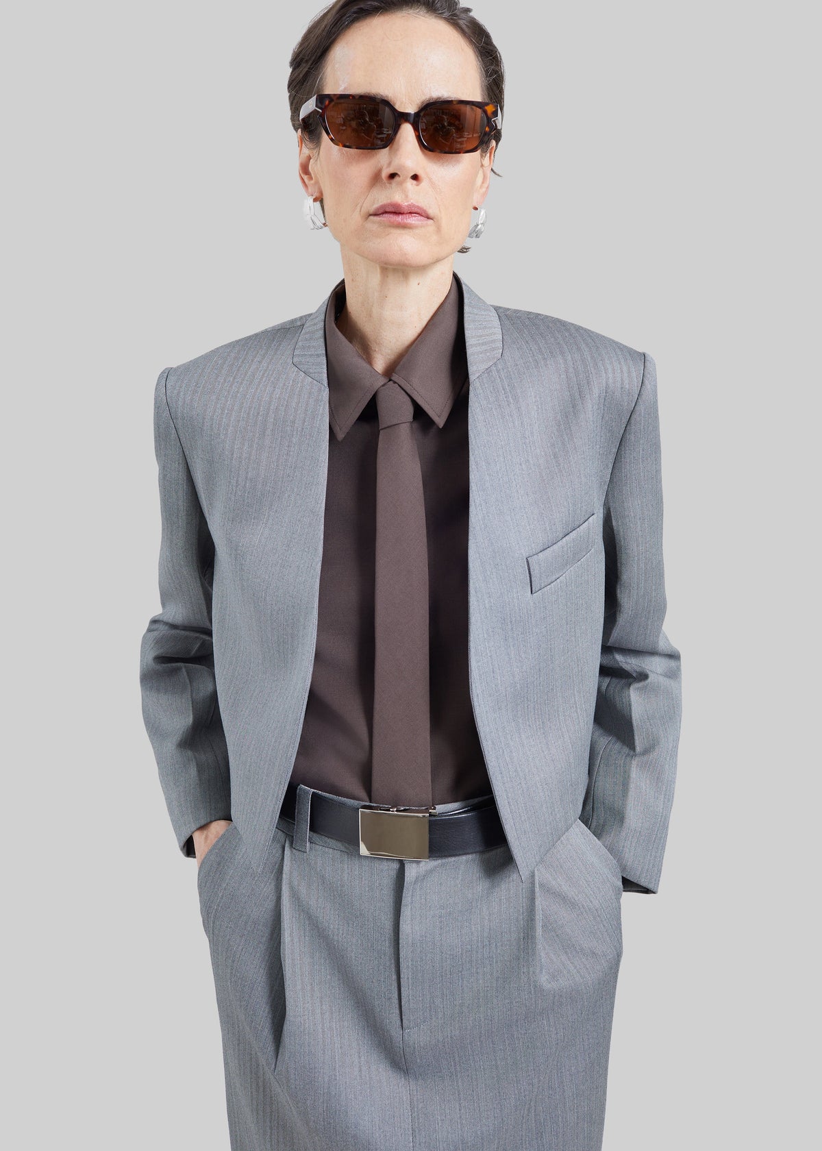 Blazer Martella a motivo chevron - Grigio