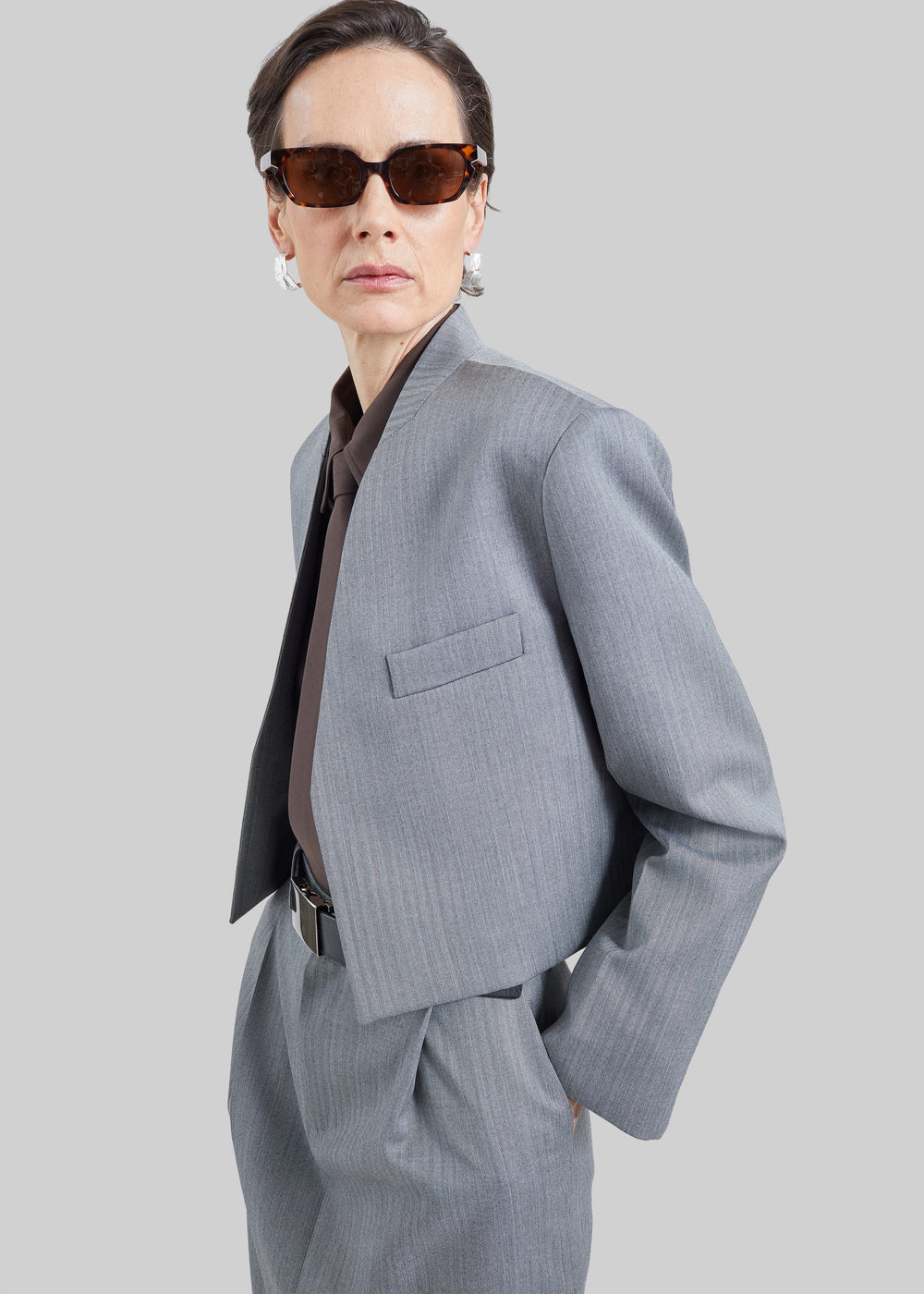 Martella Chevron Blazer - Grey - 1