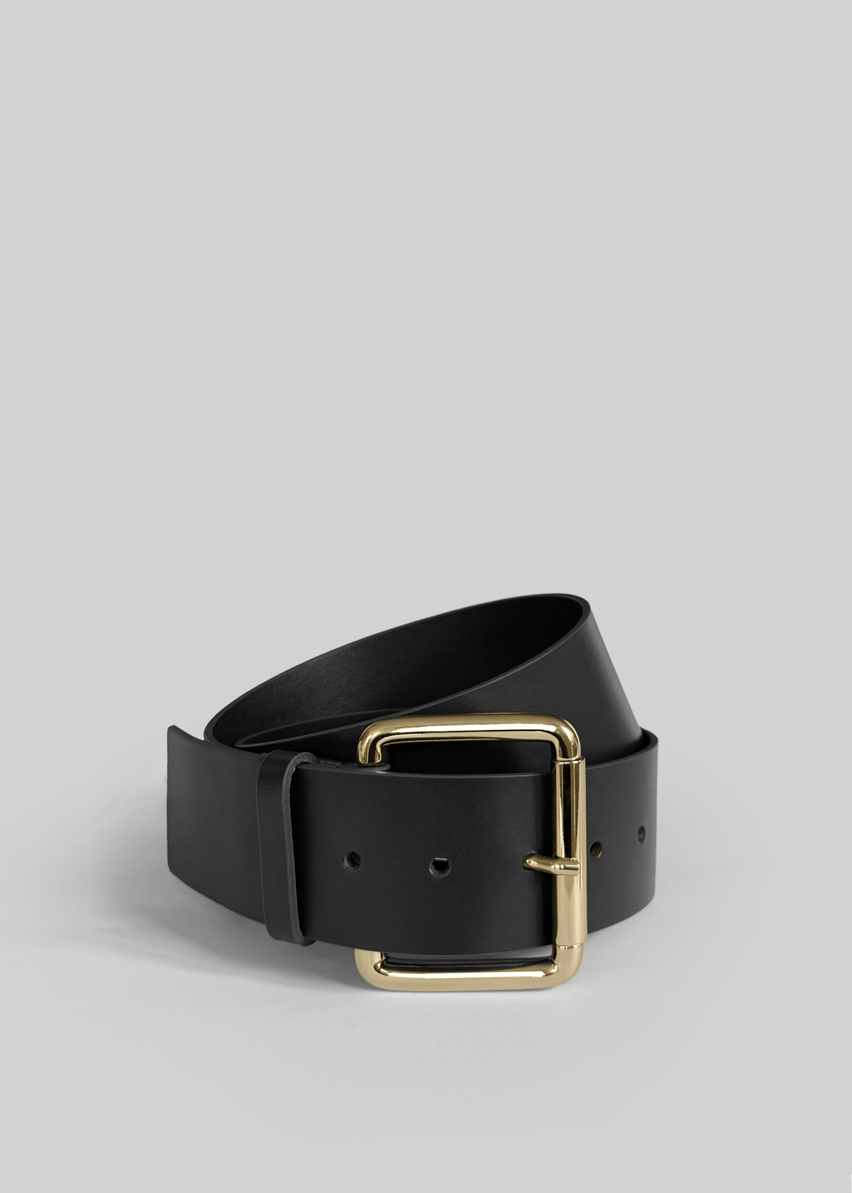 Marty Leather Belt - Black/Gold - 1