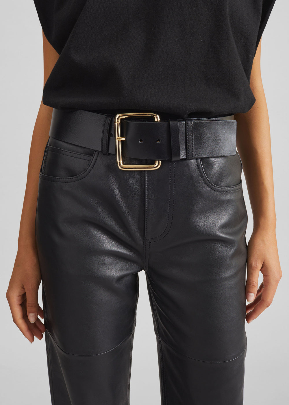 Marty Leather Belt - Black/Gold - 1