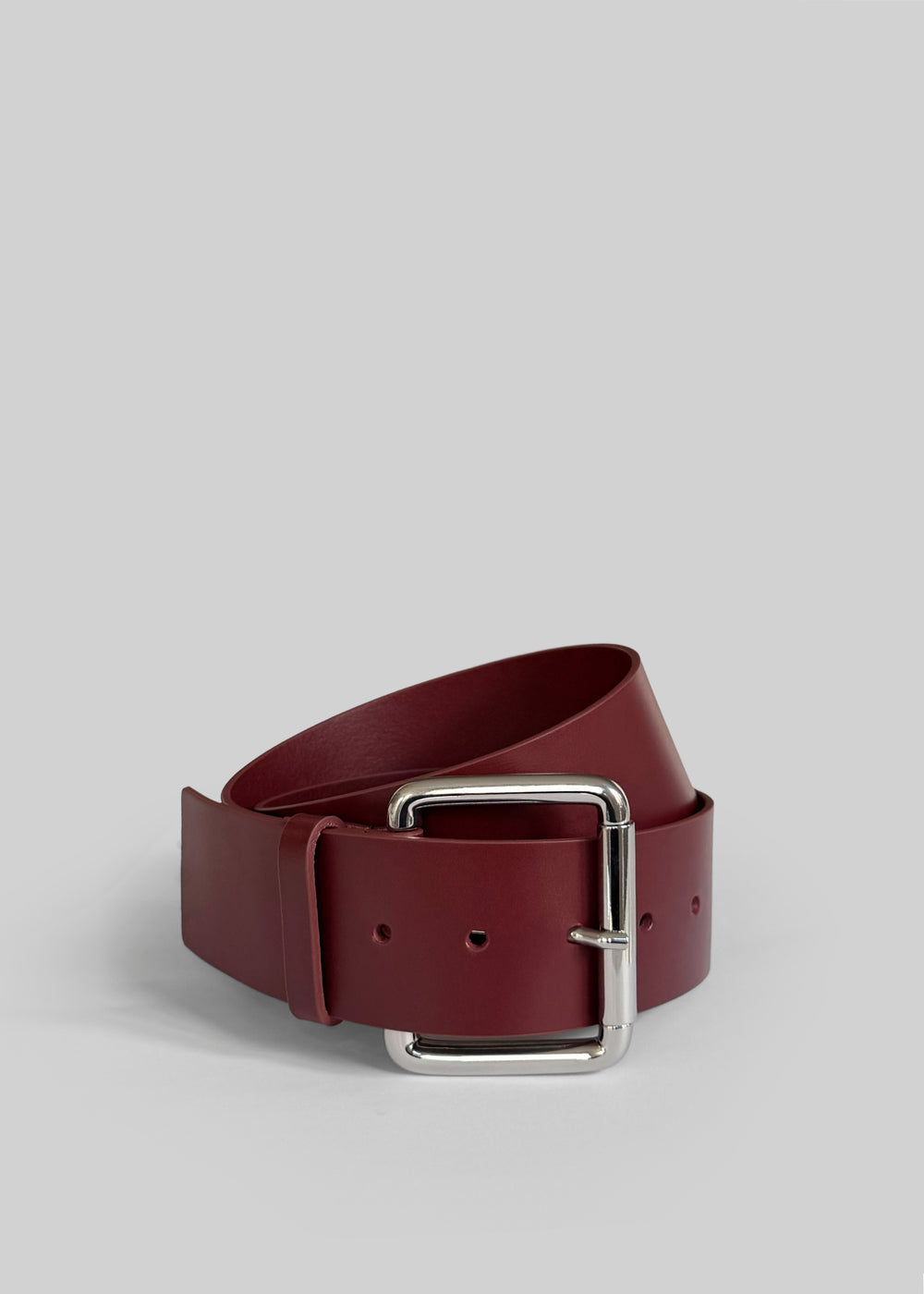 Marty Leather Belt - Burgundy/Silver