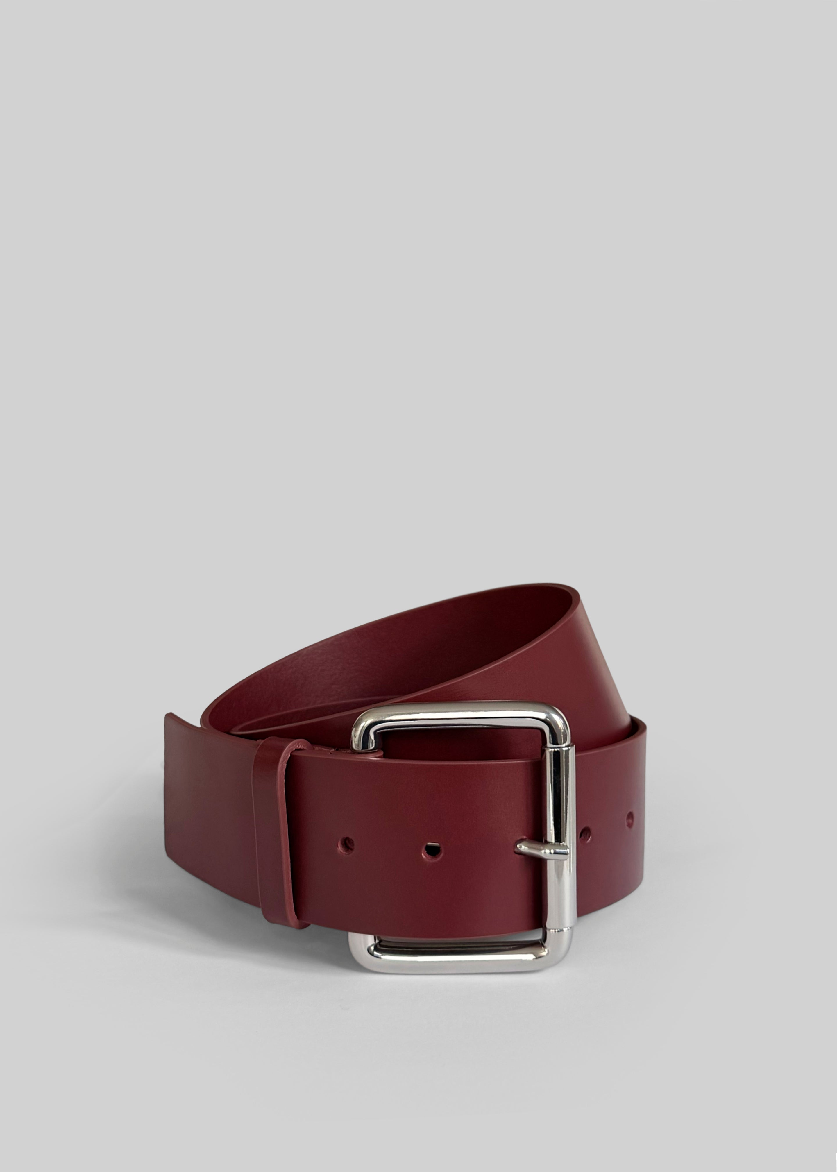 Marty Leather Belt - Burgundy/Silver - 1