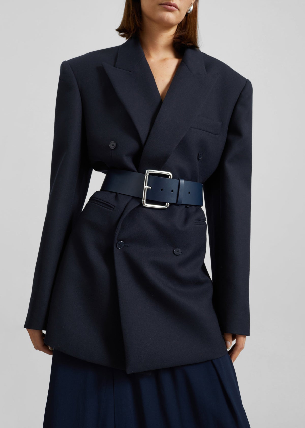 Marty Leather Belt - Navy - 4