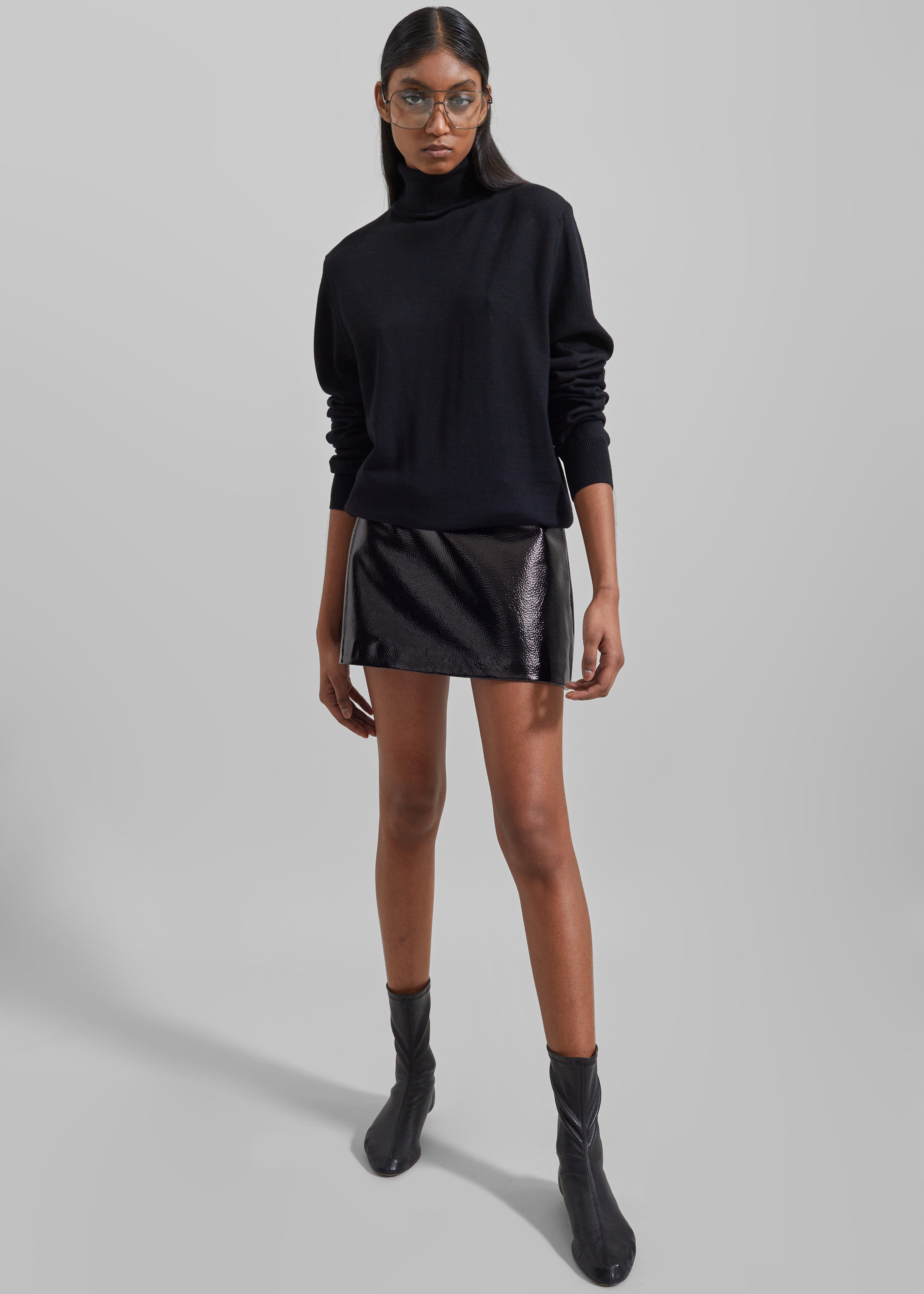 Mary Crackled Faux Leather Mini Skirt - Black – The Frankie