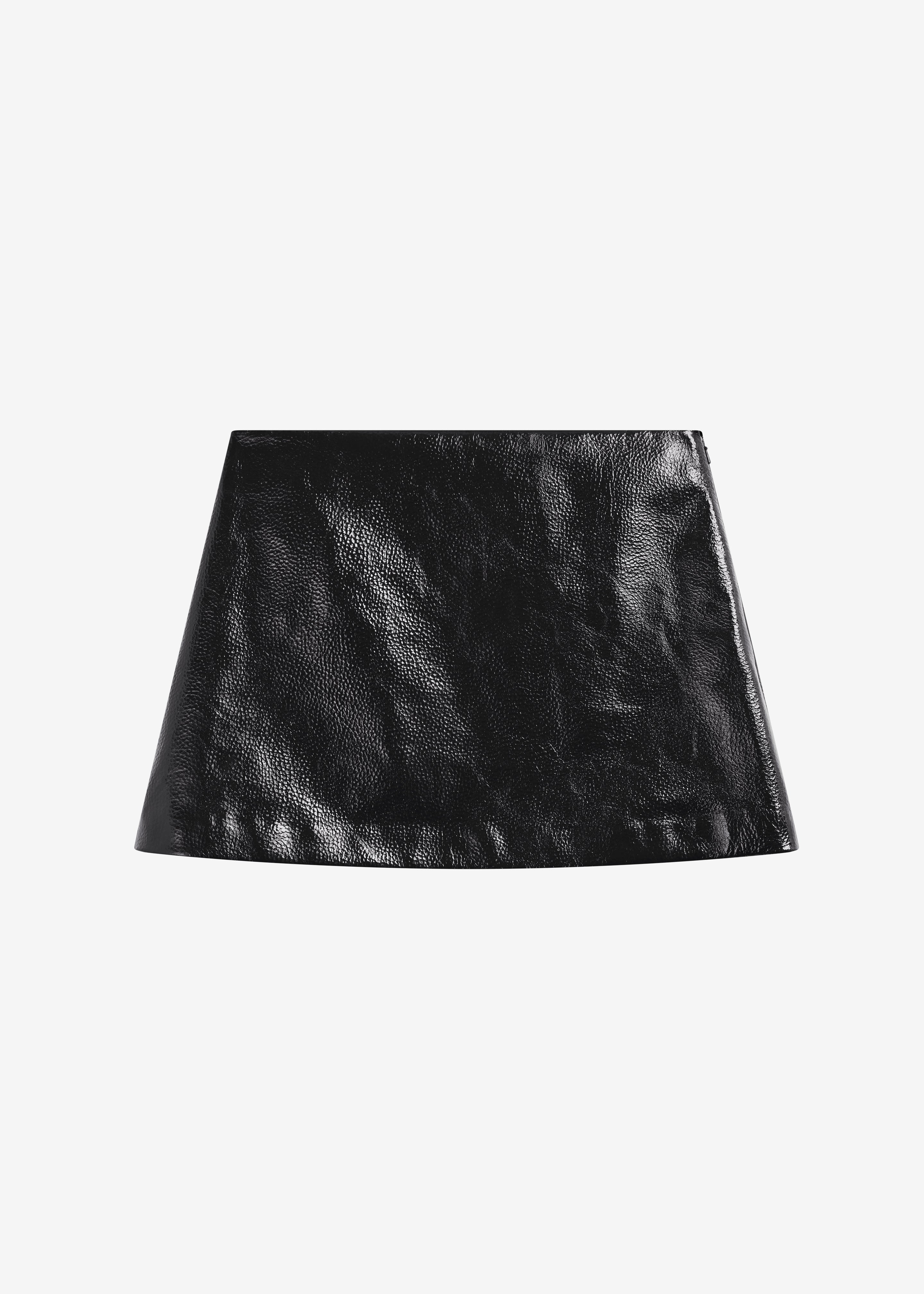 Mary Crackled Faux Leather Mini Skirt - Black - 7