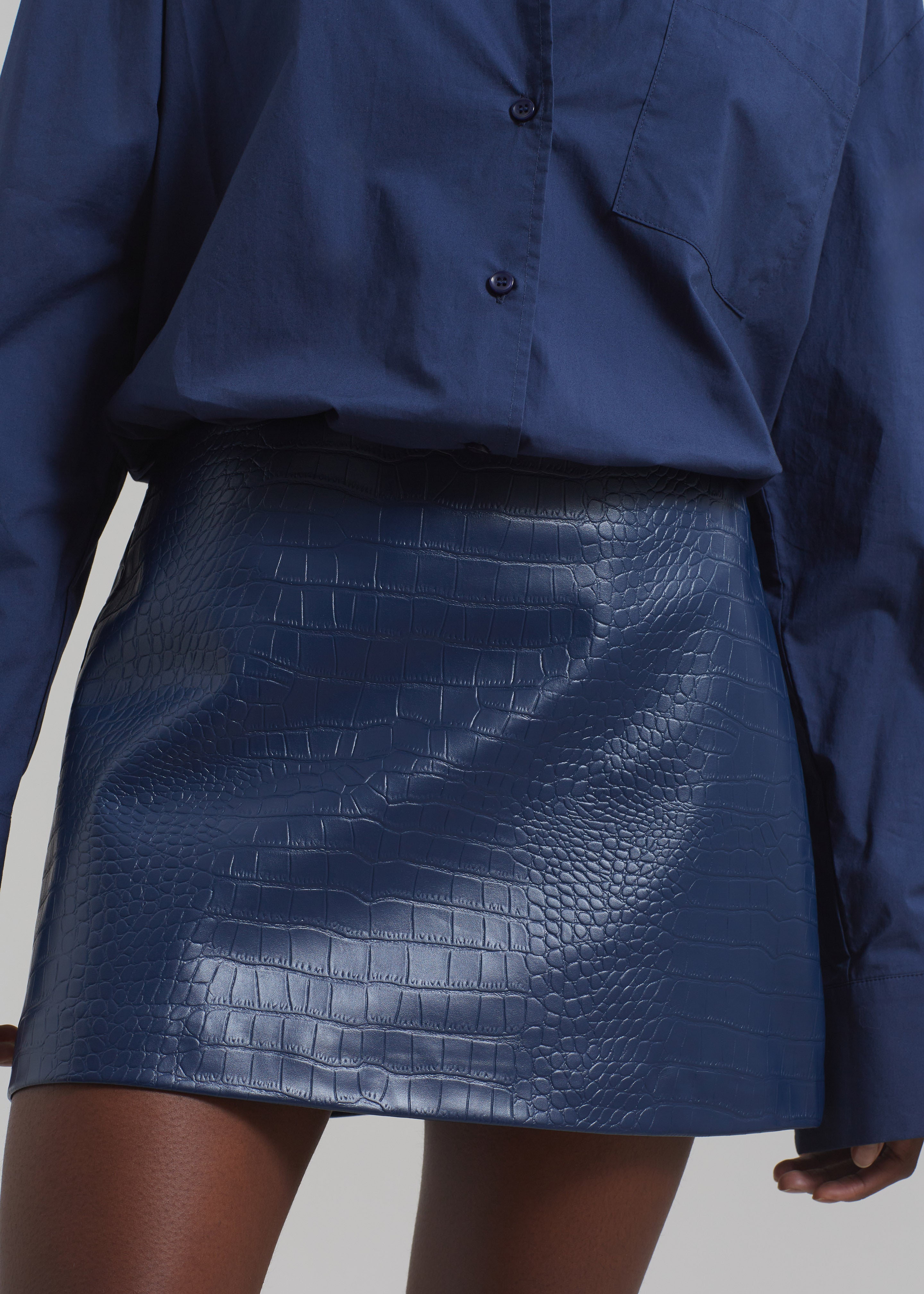 Mary Croc-Effect Mini Skirt - Blue - 5