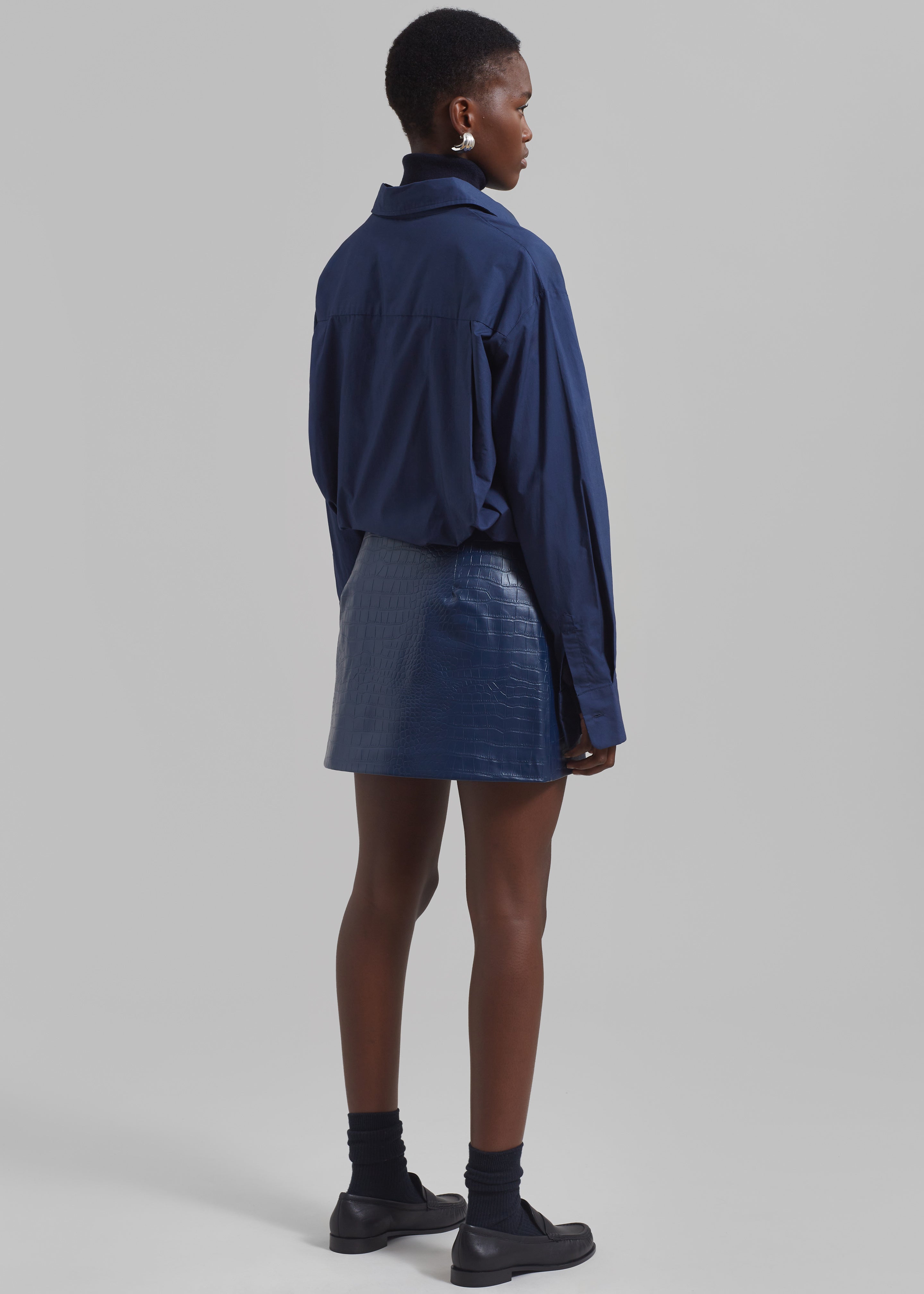 Mary Croc-Effect Mini Skirt - Blue - 8
