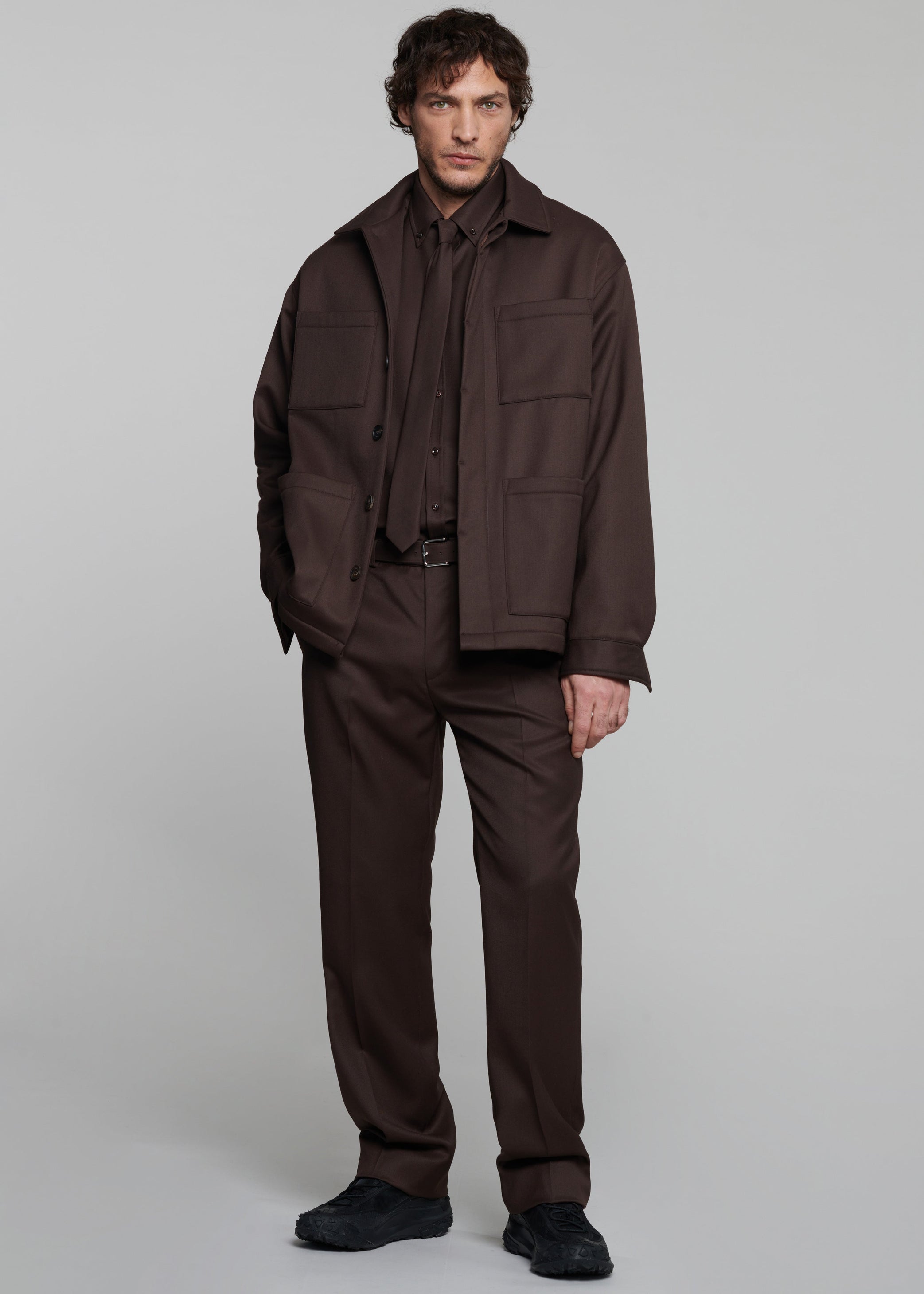 Shop the look image for Mason Boxy Wool Jacket - Brown