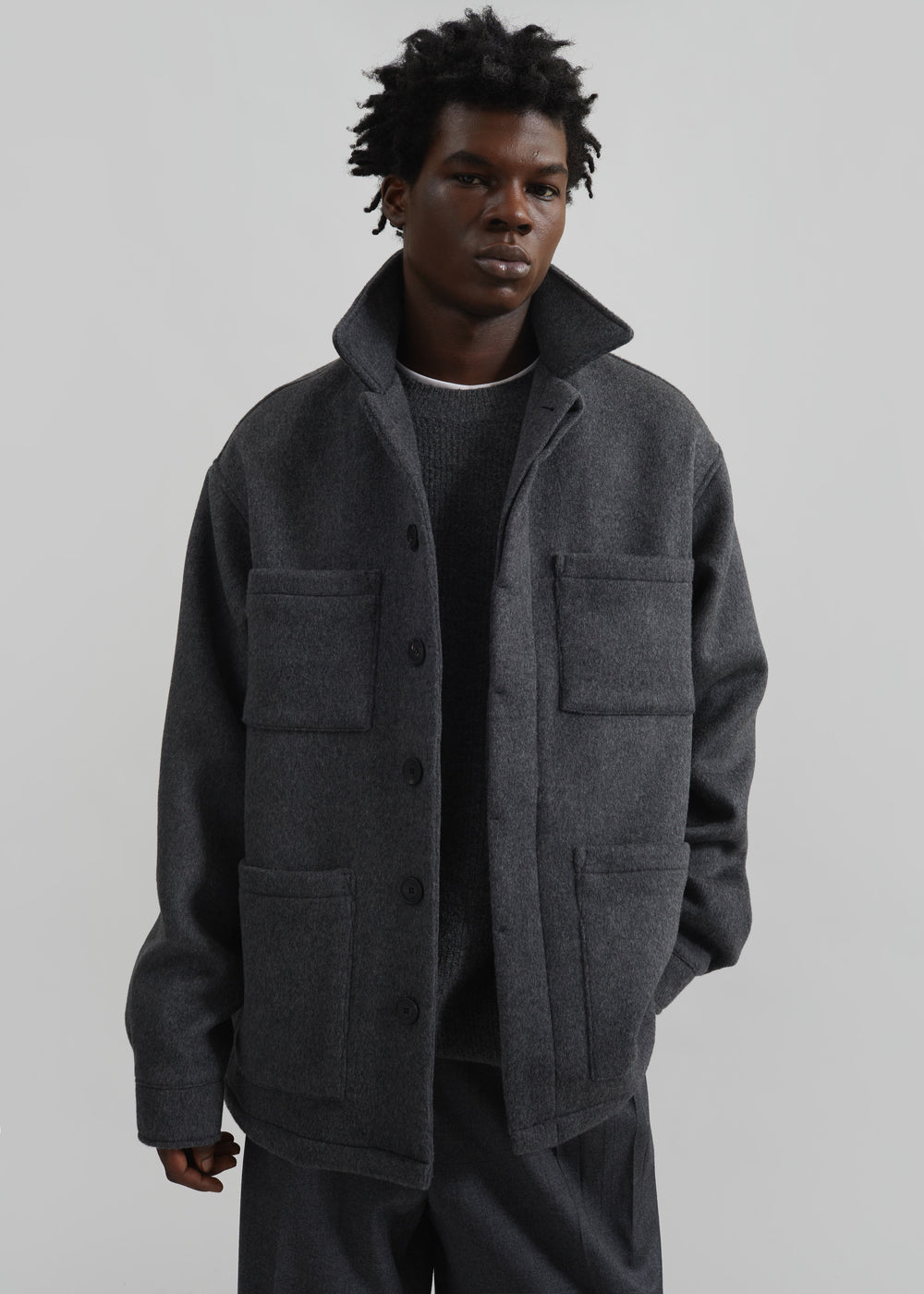 Mason Boxy Wool Jacket - Charcoal