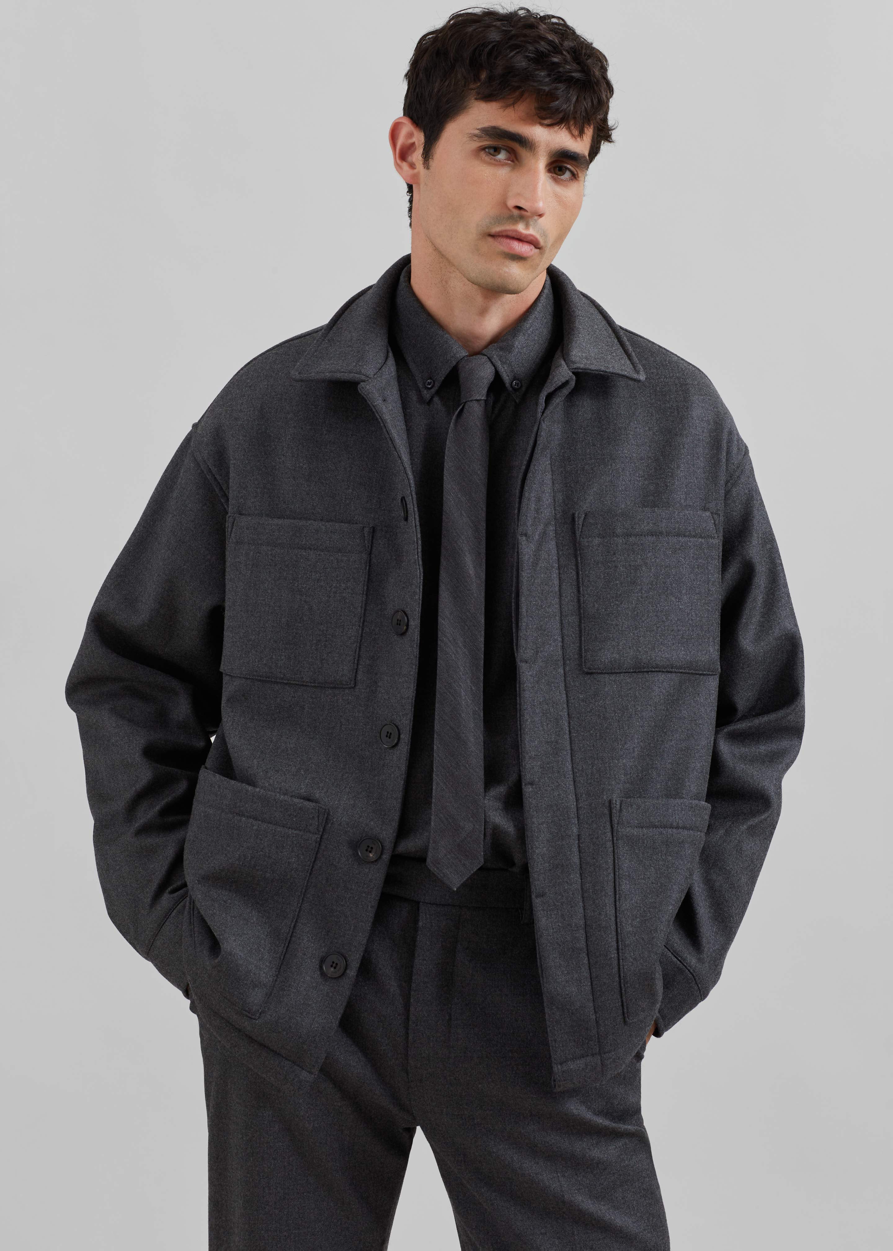 Mason Boxy Wool Jacket - Charcoal - 6