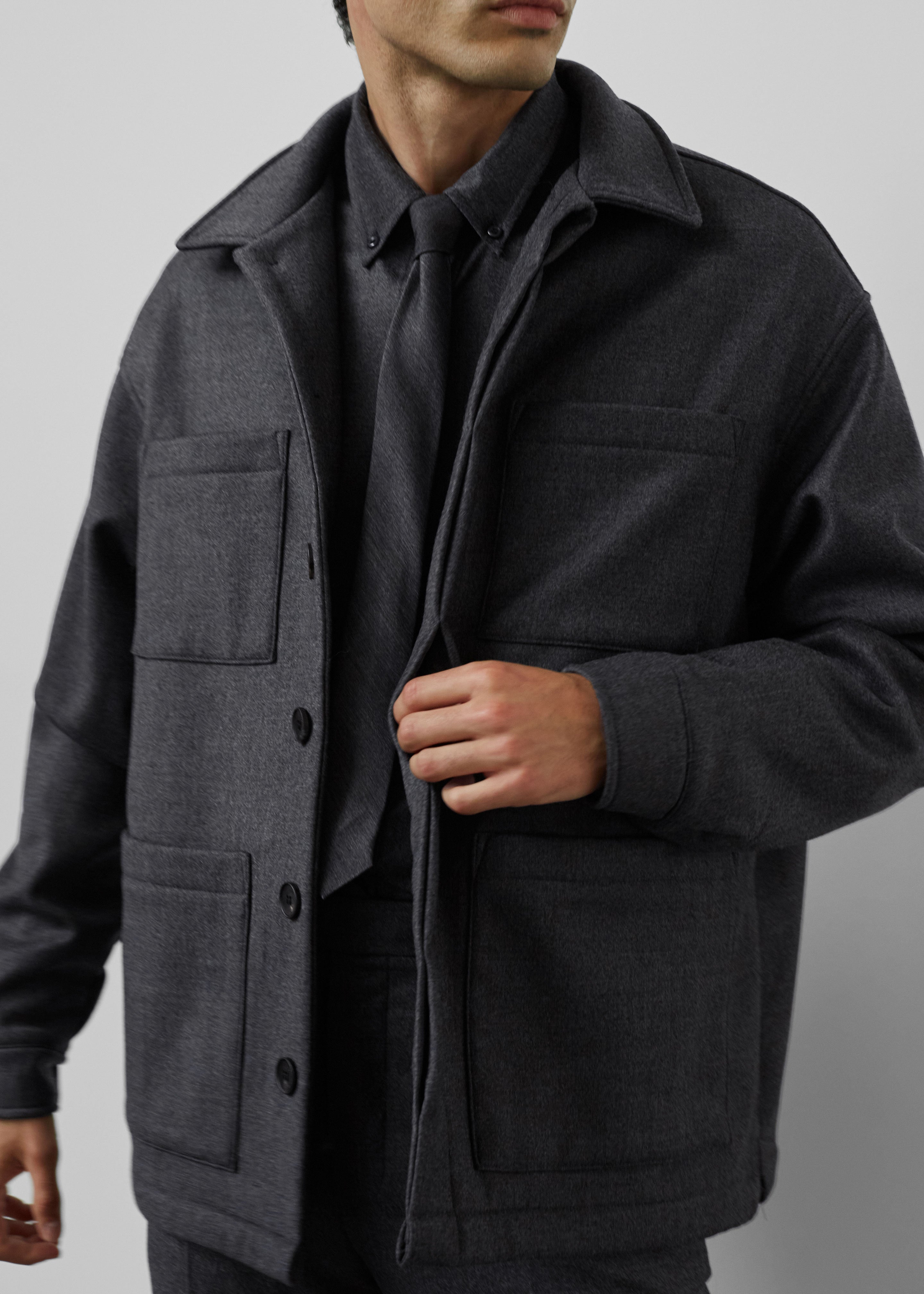 Mason Boxy Wool Jacket - Charcoal - 12