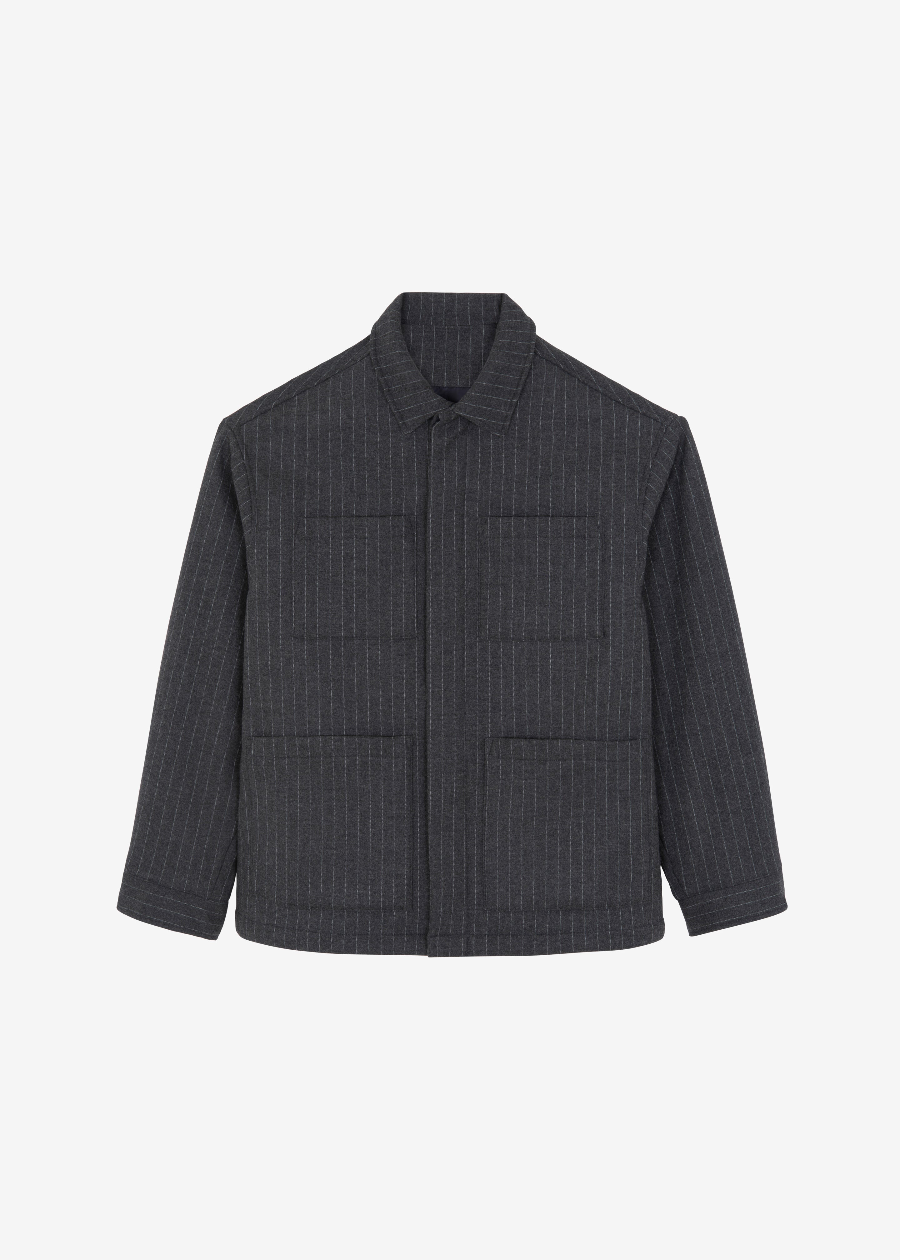 Mason Boxy Wool Jacket - Dark Grey/White Pinstripe - 11