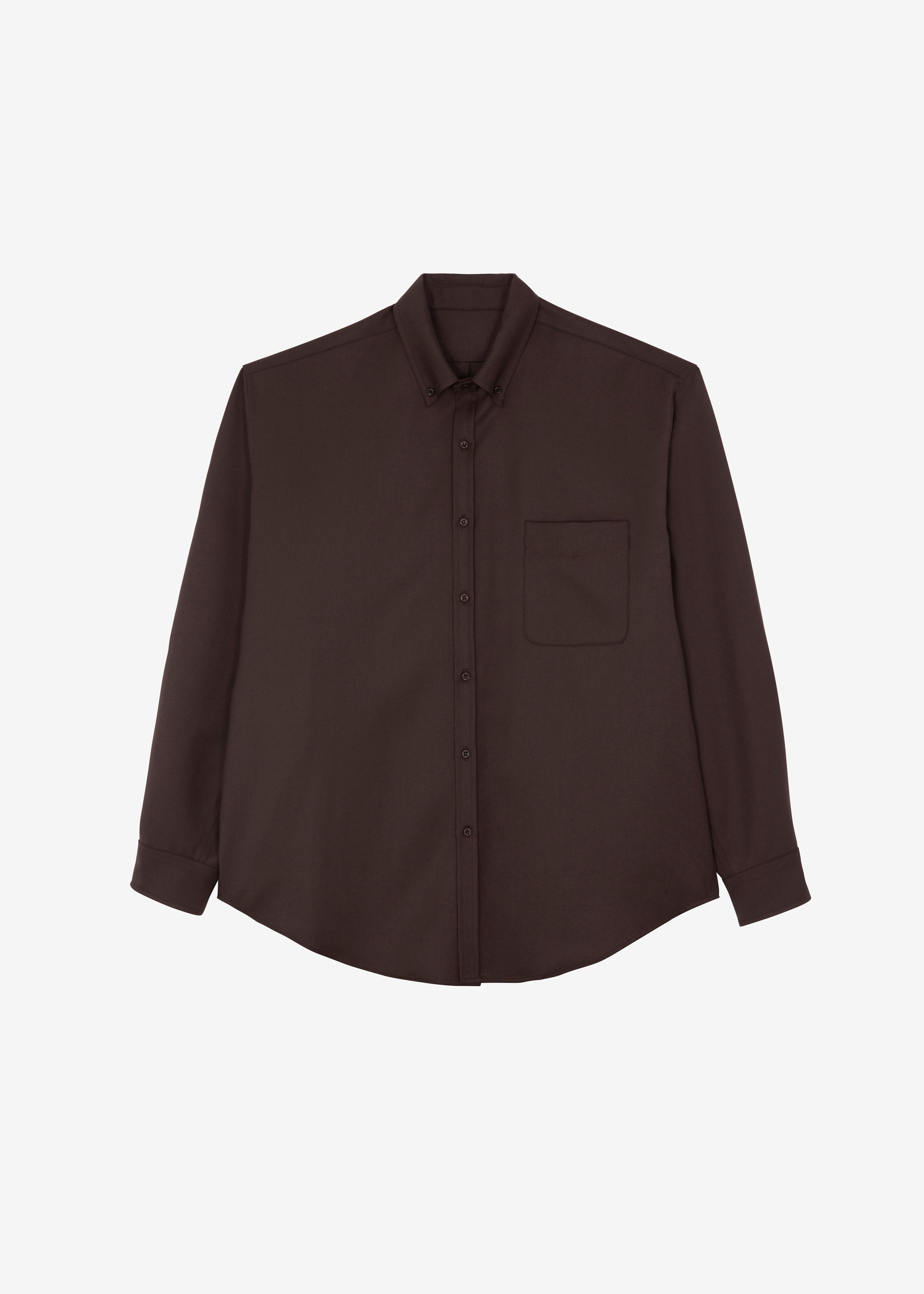 Mason Wool Button Up Shirt - Brown - 8