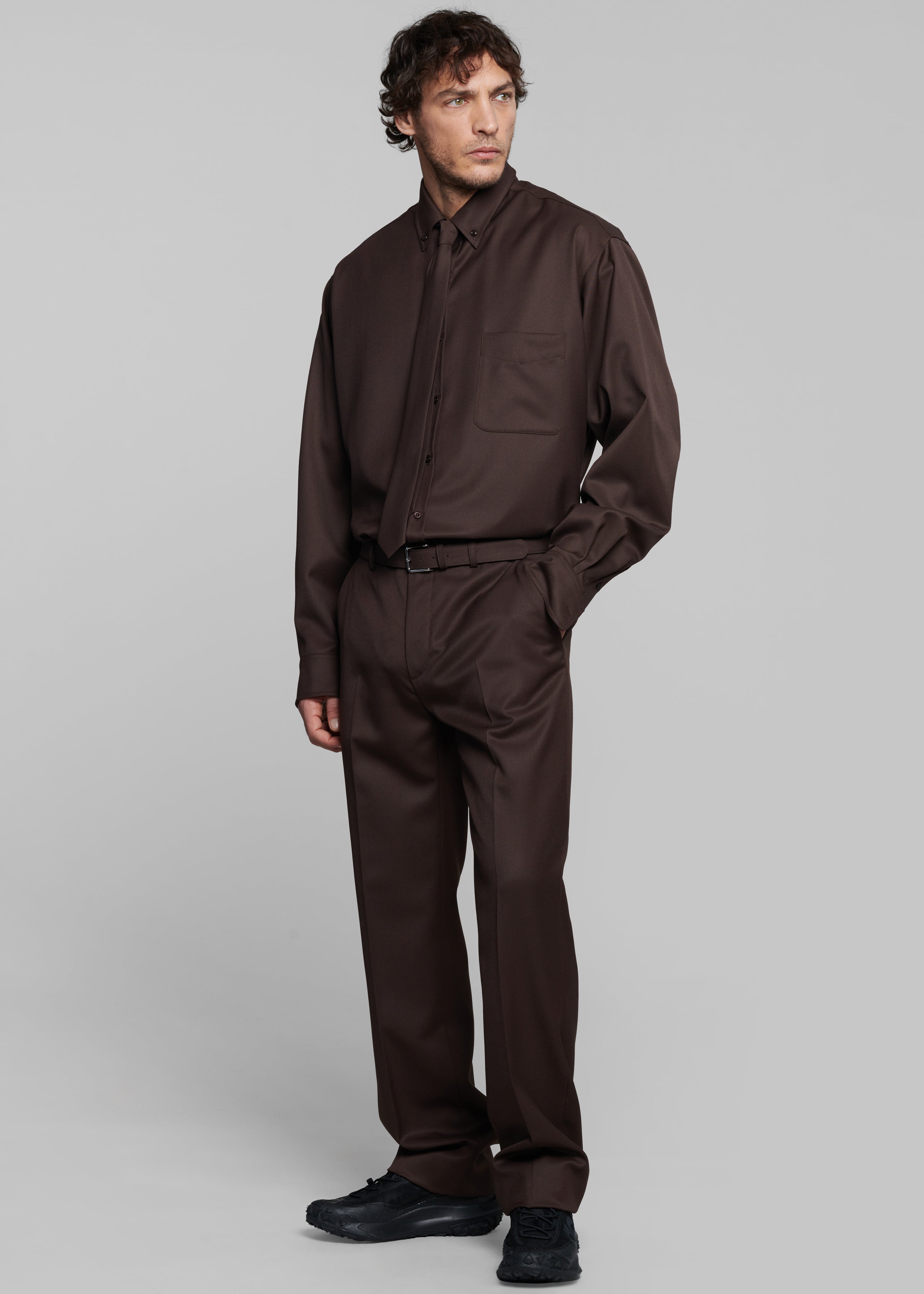 Mason Wool Trousers - Brown - 4