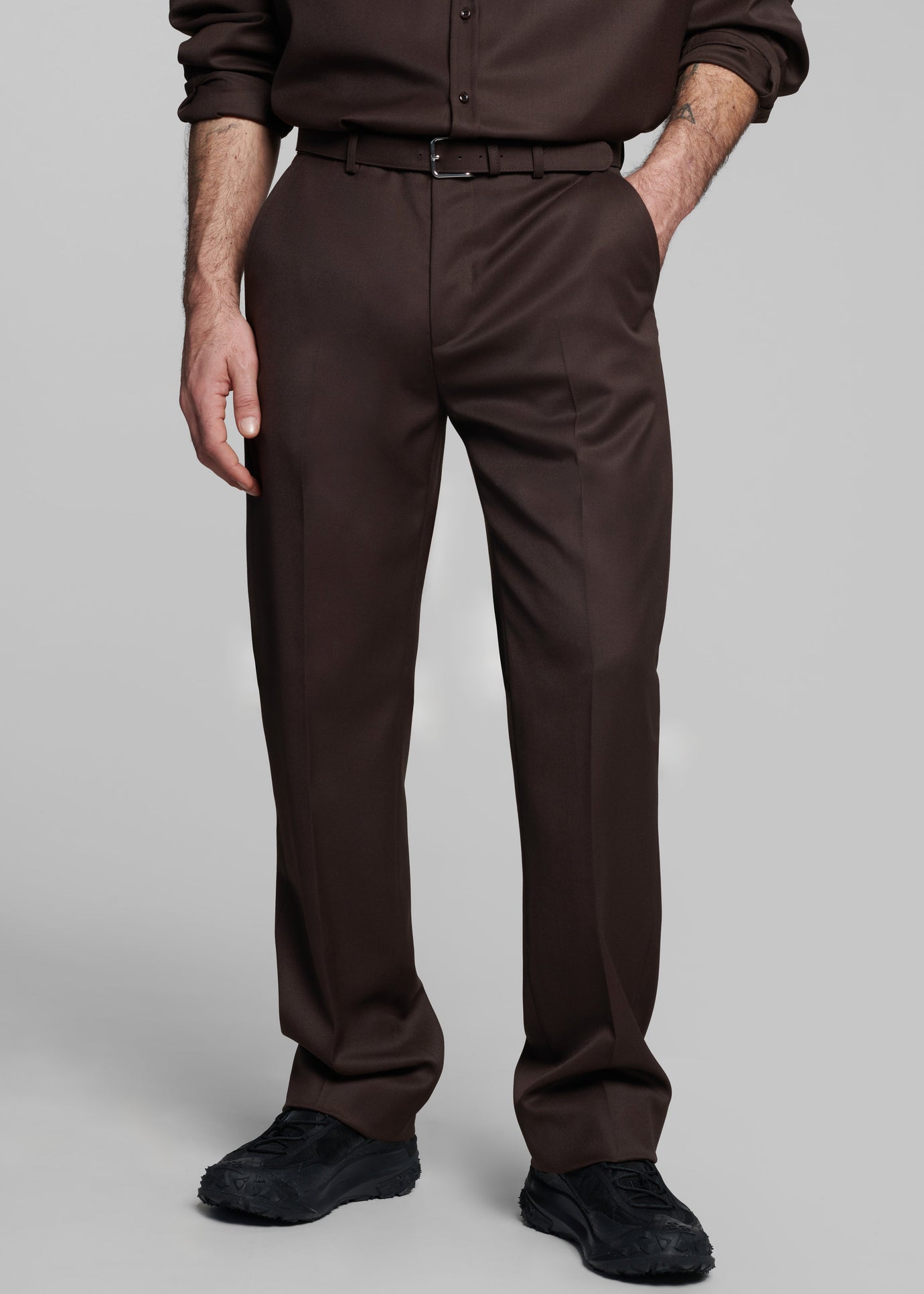 Mason Wool Trousers - Brown - 1