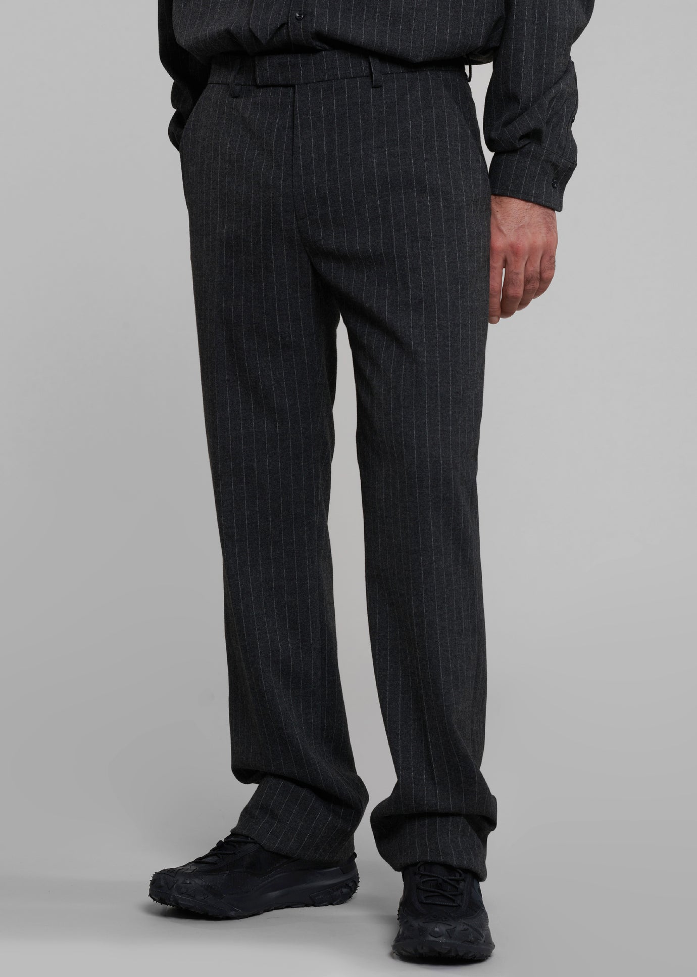 Mason Wool Trousers - Dark Grey/White Pinstripe